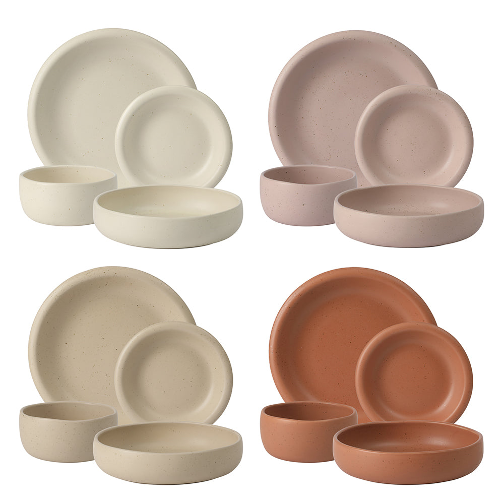 Bloomhouse Corsica Clay 16 Piece Double Bowl Stoneware Reactive Glaze Dinnerware Set - Image 8