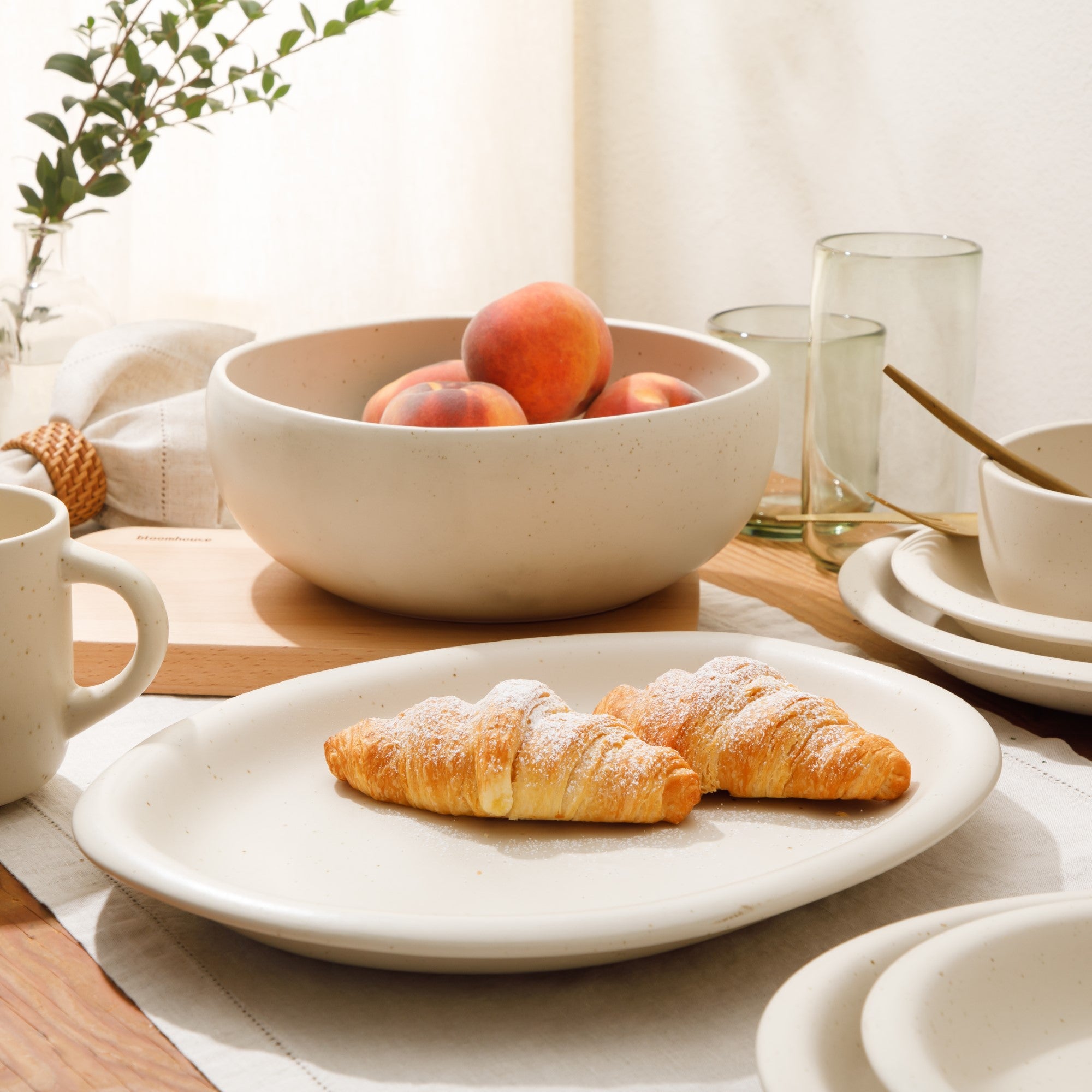 Bloomhouse Corsica Clay 2 Piece Oval Platter and Bowl Serving Set - Sea Salt White - Image 6
