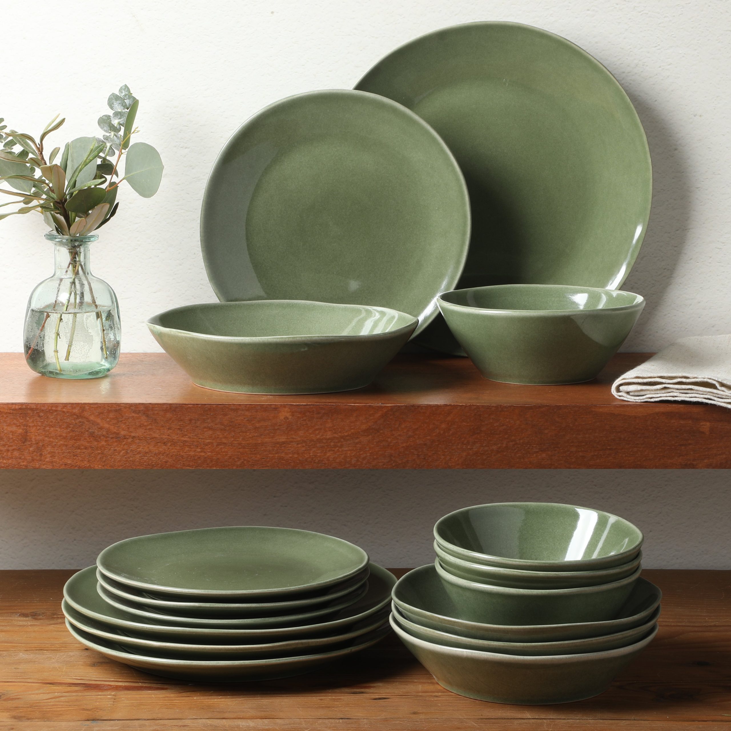 Bloomhouse Montecito Breeze 16 Piece (Service for 4) Double Plates and Bowls Stoneware Reactive Glaze Dinnerware Set - Image 10