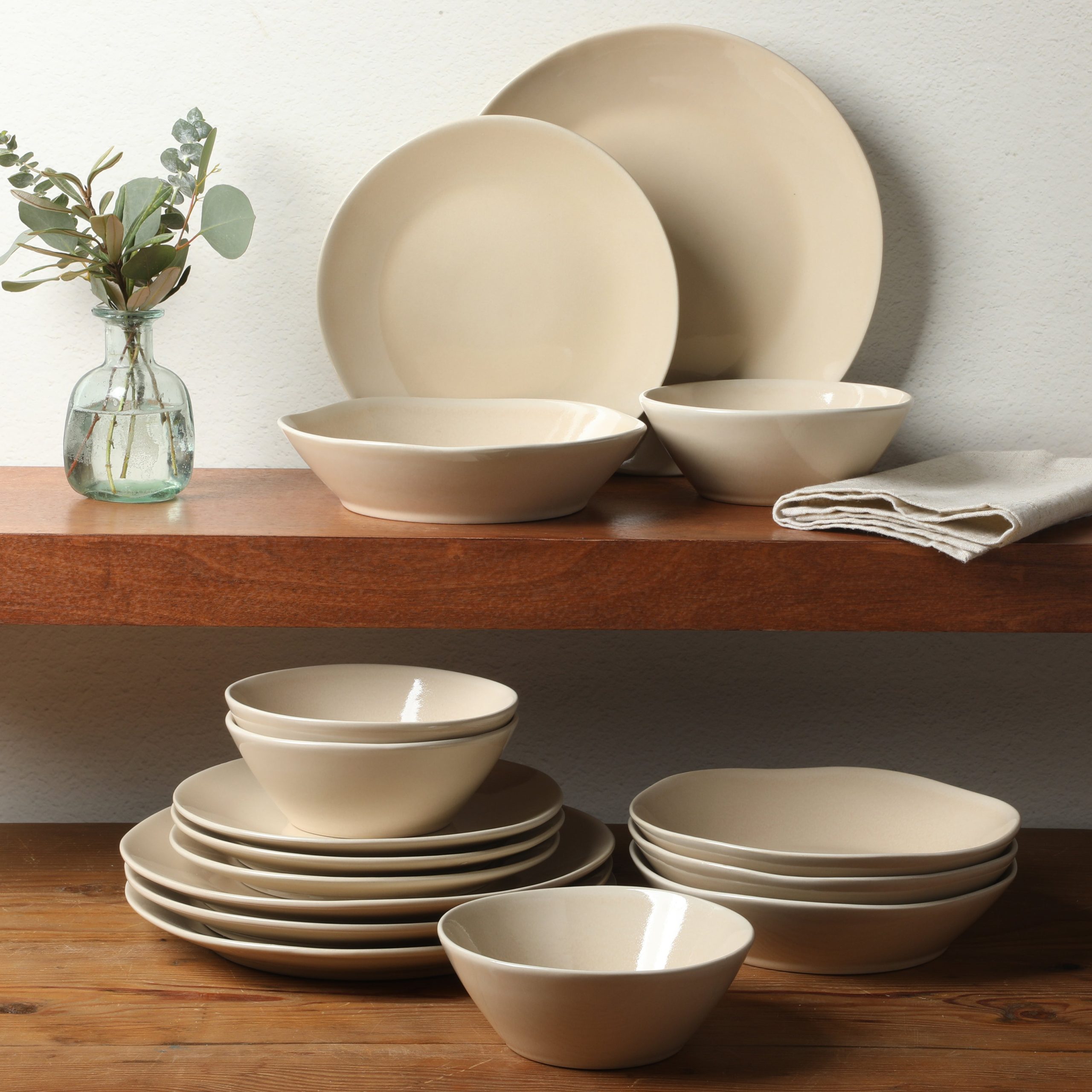 Bloomhouse Montecito Breeze 16 Piece (Service for 4) Double Plates and Bowls Stoneware Reactive Glaze Dinnerware Set - Image 4