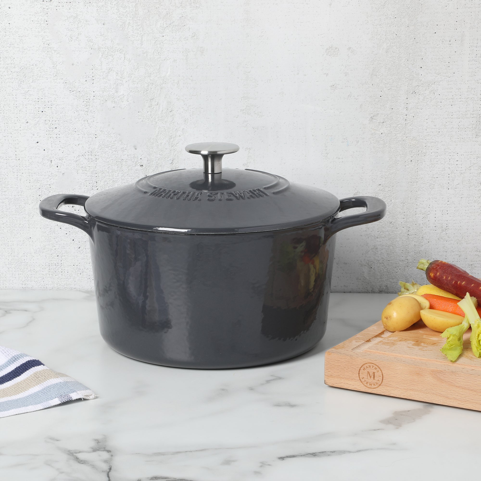 Martha Stewart Gatwick 4 Quart Enamel Cast Iron Dutch Oven - Grey - Image 5