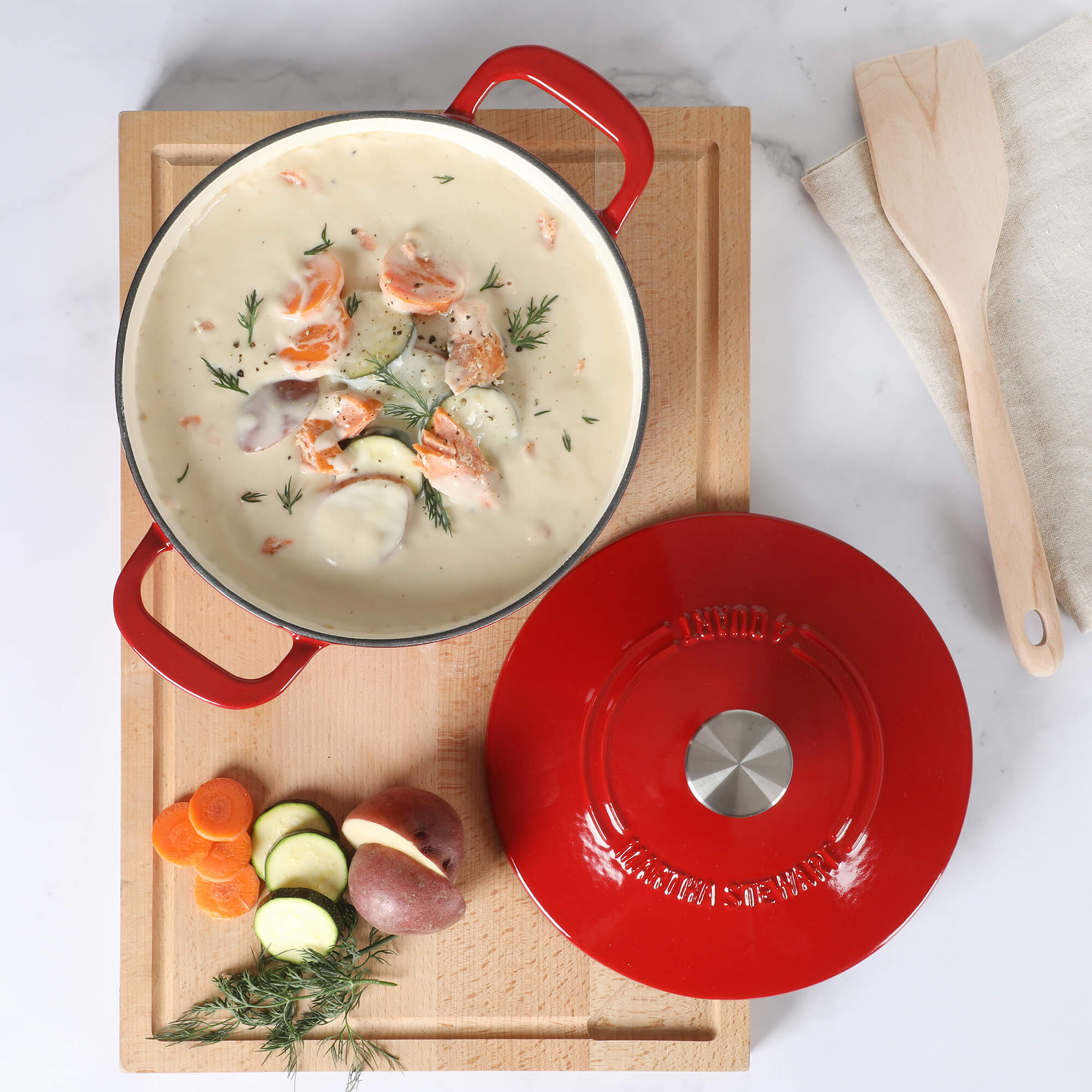 Martha Stewart Gatwick 4 Quart Enamel Cast Iron Dutch Oven - Red - Image 6