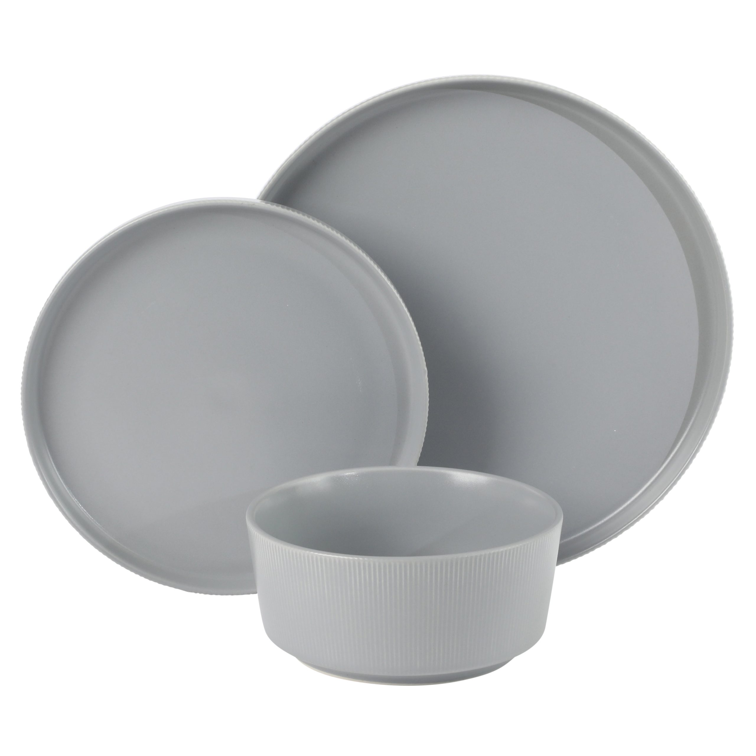 Gibson Home Dempsey Road 12-Piece Stoneware Dinnerware Set – Service for 4, Round Plates and Bowls, Durable Solid Color Modern Embossed Dish Set, Microwave & Dishwasher Safe - Image 13