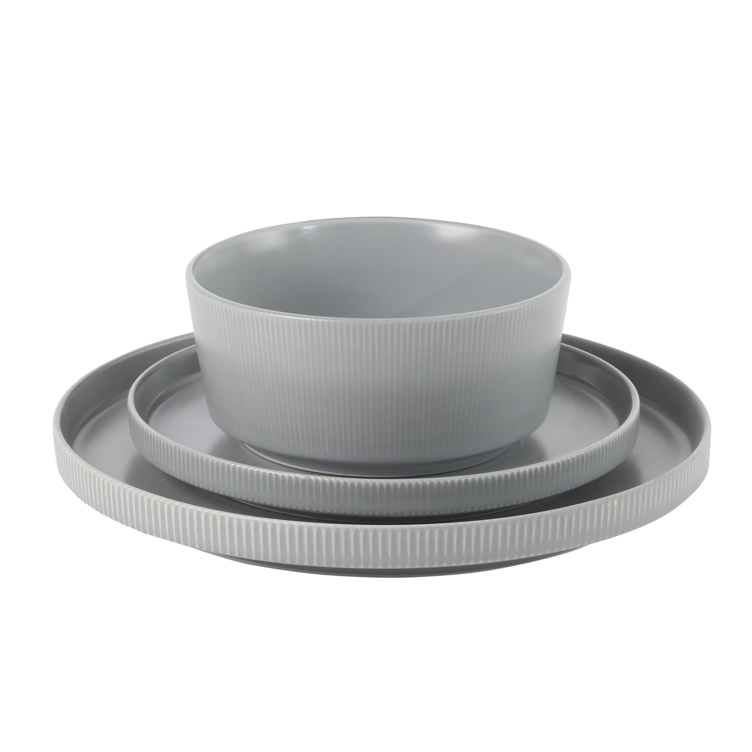 Gibson Home Dempsey Road 12-Piece Stoneware Dinnerware Set – Service for 4, Round Plates and Bowls, Durable Solid Color Modern Embossed Dish Set, Microwave & Dishwasher Safe - Image 14