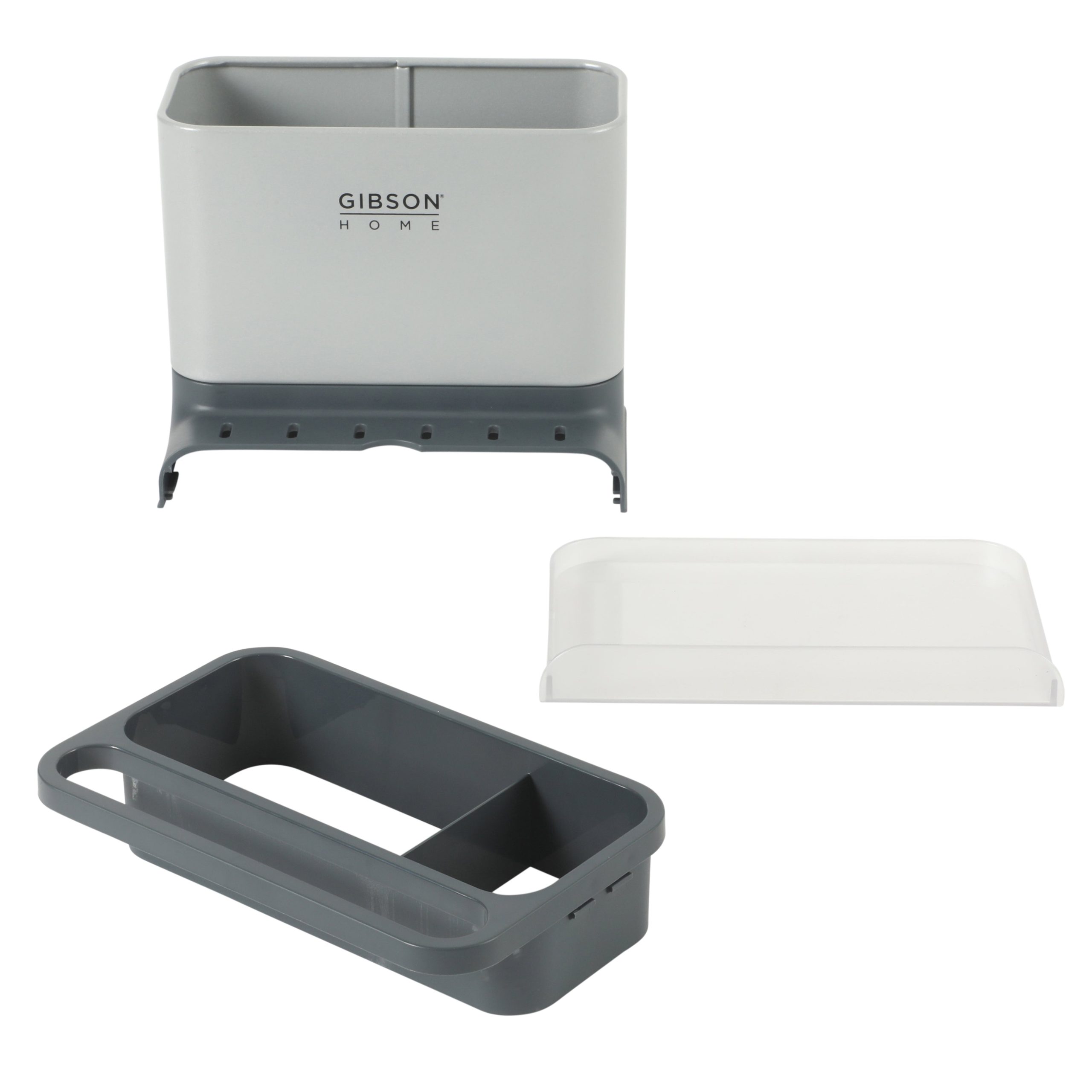 Gibson Home Ledgebrook Sink Caddy With Metal Panel, Metal Sponge Holder for Kitchen Sink, Countertop Organizer and Storage Essentials With Drain Board - Image 5