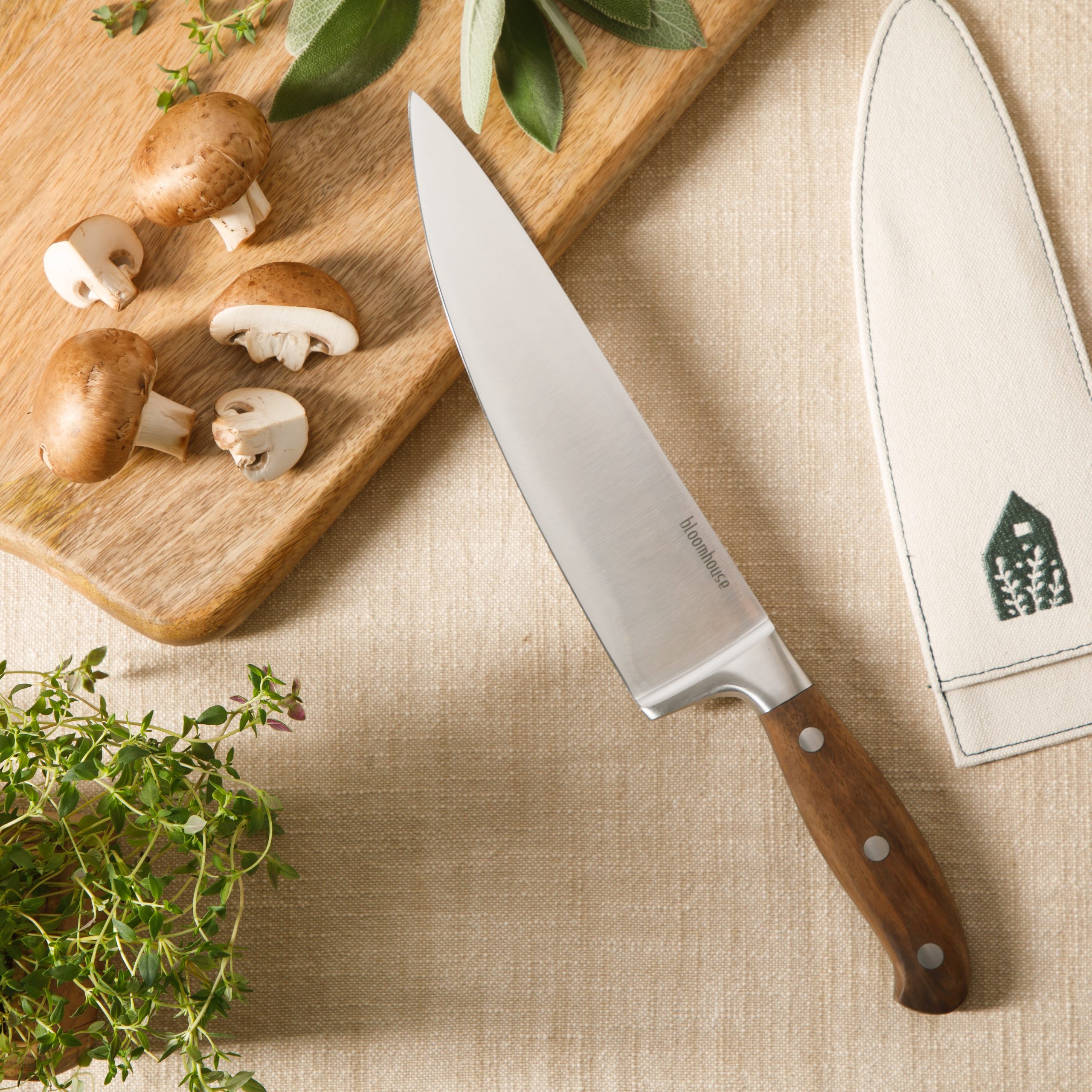 Bloomhouse 8 Inch German Steel Chef Knife W/ Walnut Wood Forged Handle - Image 2