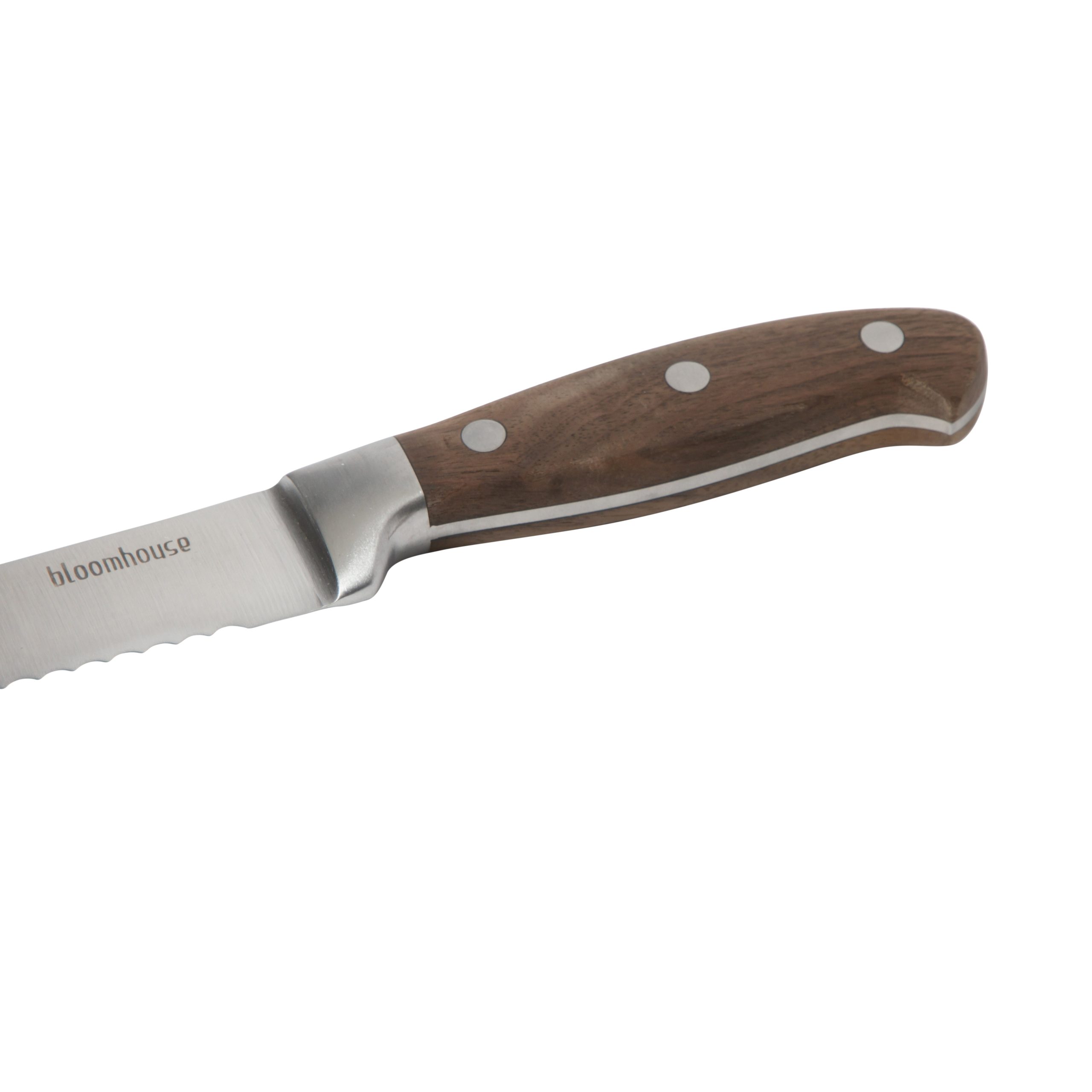Bloomhouse 8 Inch German Steel Bread Knife W/ Walnut Wood Forged Handle - Image 5