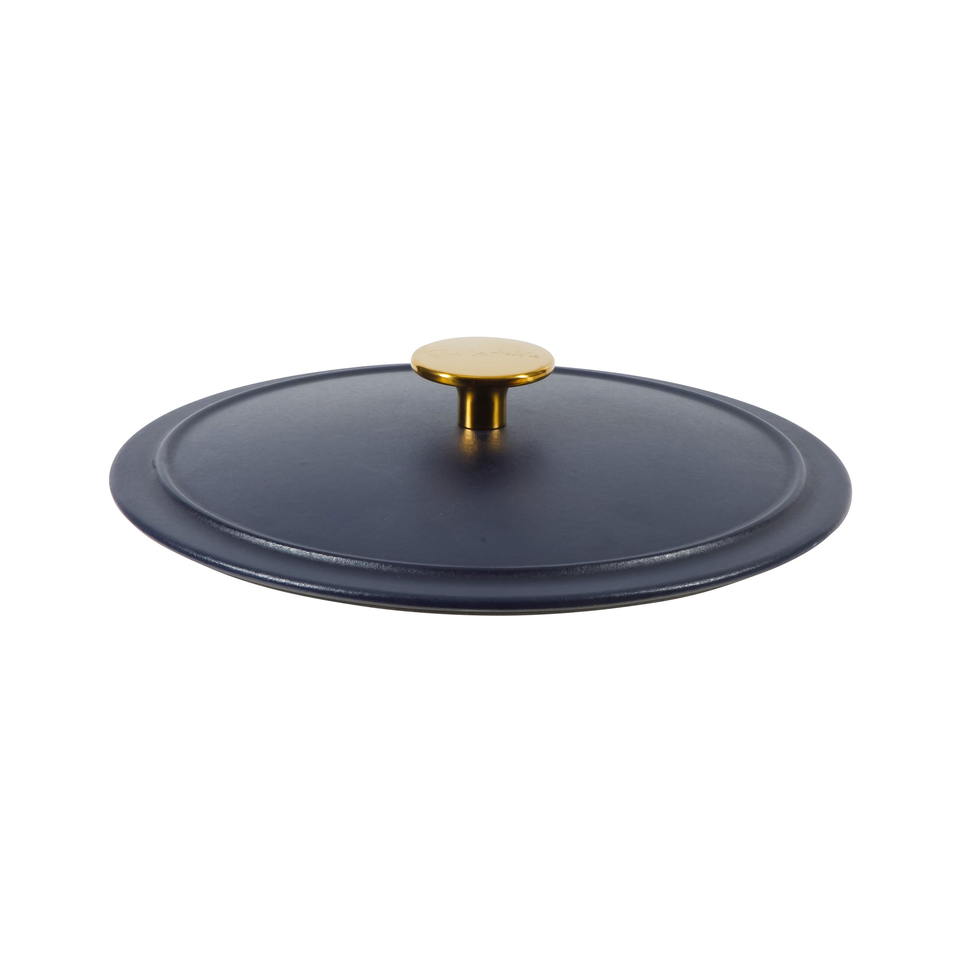 Sur La Table Kitchen Essentials 4-Piece Enameled Cast Iron Stackable Cookware Set, 5.3 Qt Dutch Oven with Lid, Braiser & Grill Pan, Navy Blue, Gold Knob Oven Safe to 500°F, Induction Compatible - Image 9