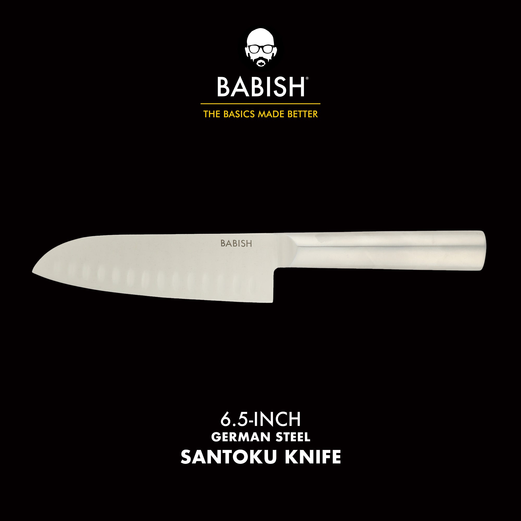 Babish 6.5-Inch Santoku Knife – High-Carbon 1.4116 German Steel Kitchen Knife, Full-Tang Razor Sharp Blade for Chopping, Slicing, Dicing & Precision Prep - Image 2