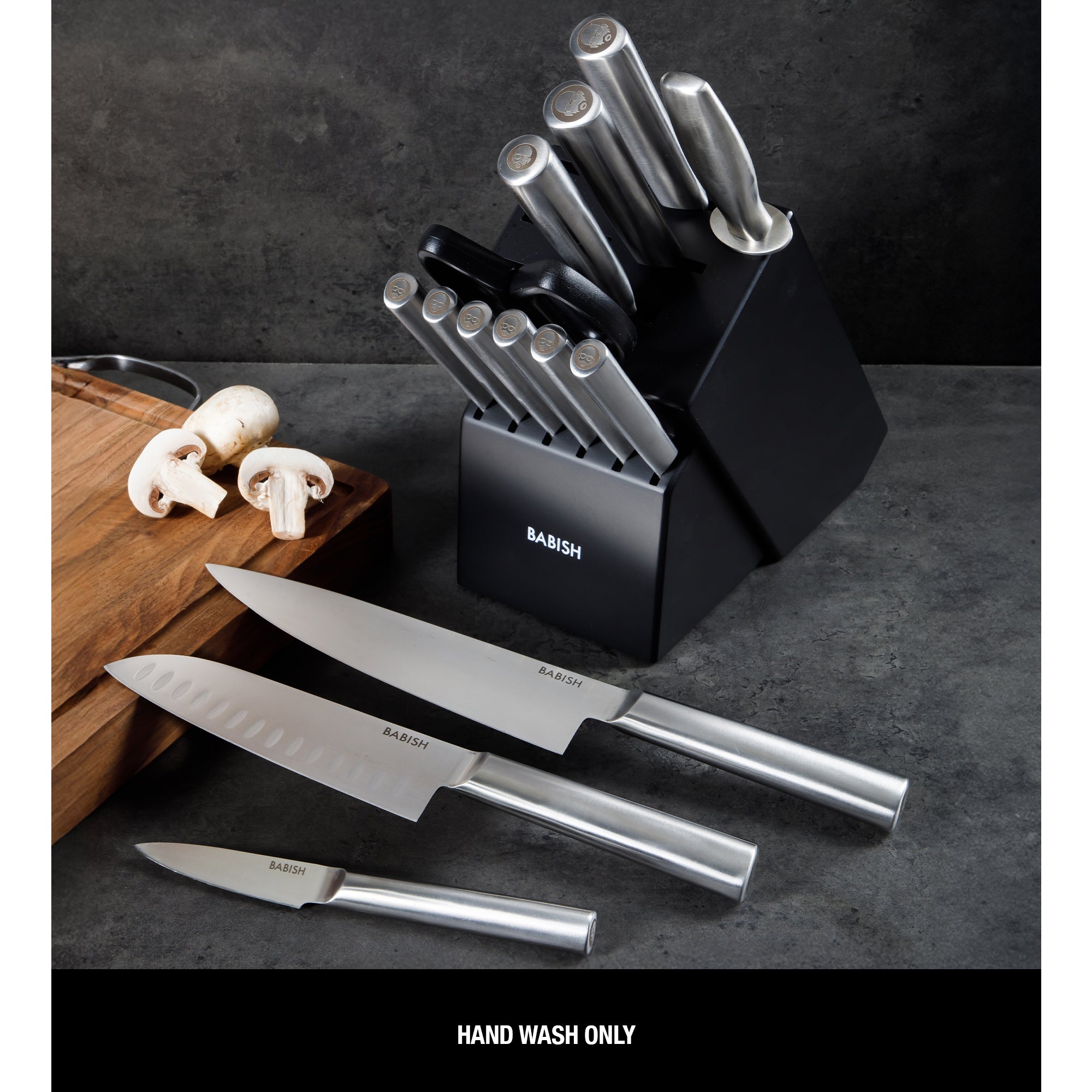 Babish High-Carbon 1.4116 German Steel 15 Piece Full Tang Forged Cutlery Kitchen Knife Block Set - Stainless Steel - Image 9