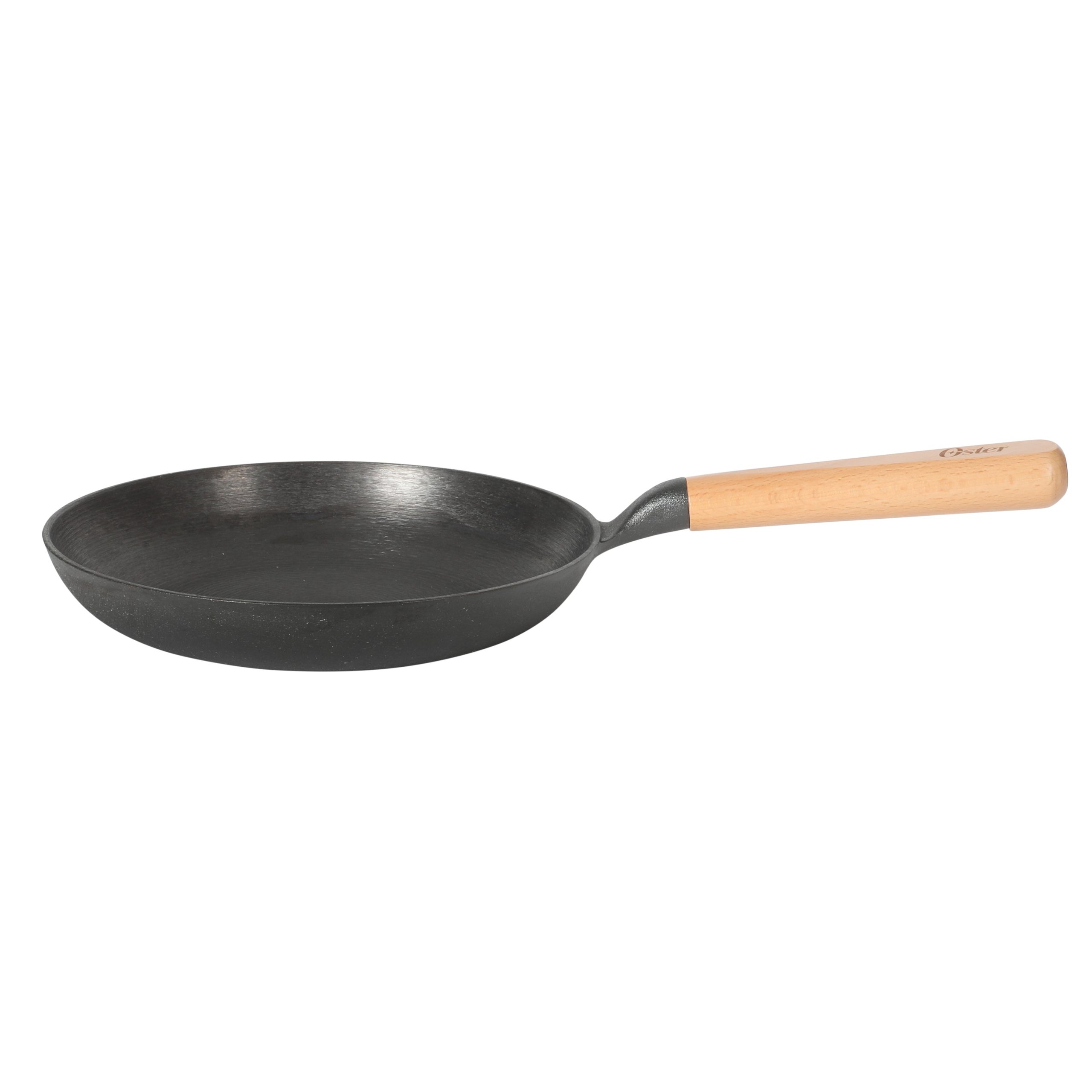 Oster Platinum Flintfield 9.5 Inch Pre-Seasoned Cast Iron Skillet with Wood Handle, Natural Nonstick Lightweight Cast Iron Frying Pan for Searing, Sautéing & Everyday Cooking - Image 4
