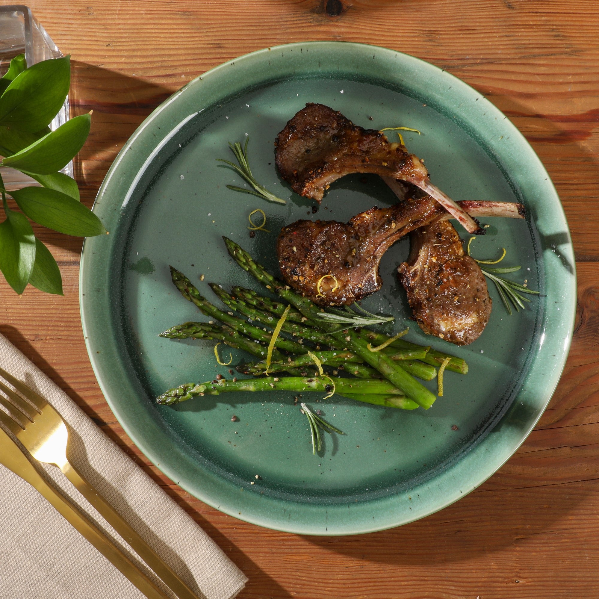 Gibson Elite 12 Piece (Service for 4) Fern Canyon Plates and Bowls Reactive Glaze Modern Coupe Round Dishes Stoneware Ceramic Dinnerware Set - Glossy Green - Image 12