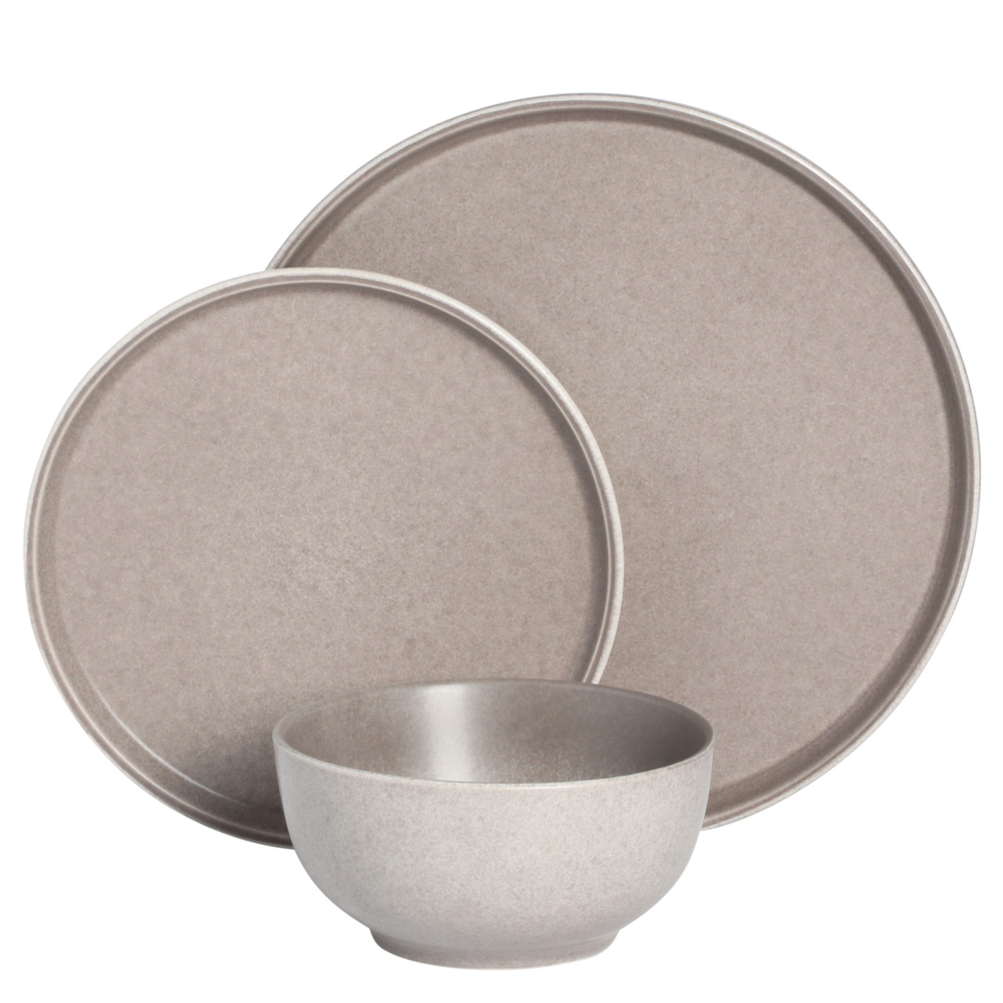 Gibson Elite Eden Rock 12-Piece (Service for 4) Plates and Bowls reactive Glaze Round Dishes Stoneware Ceramic Dinnerware Set - Matte Brown - Image 5