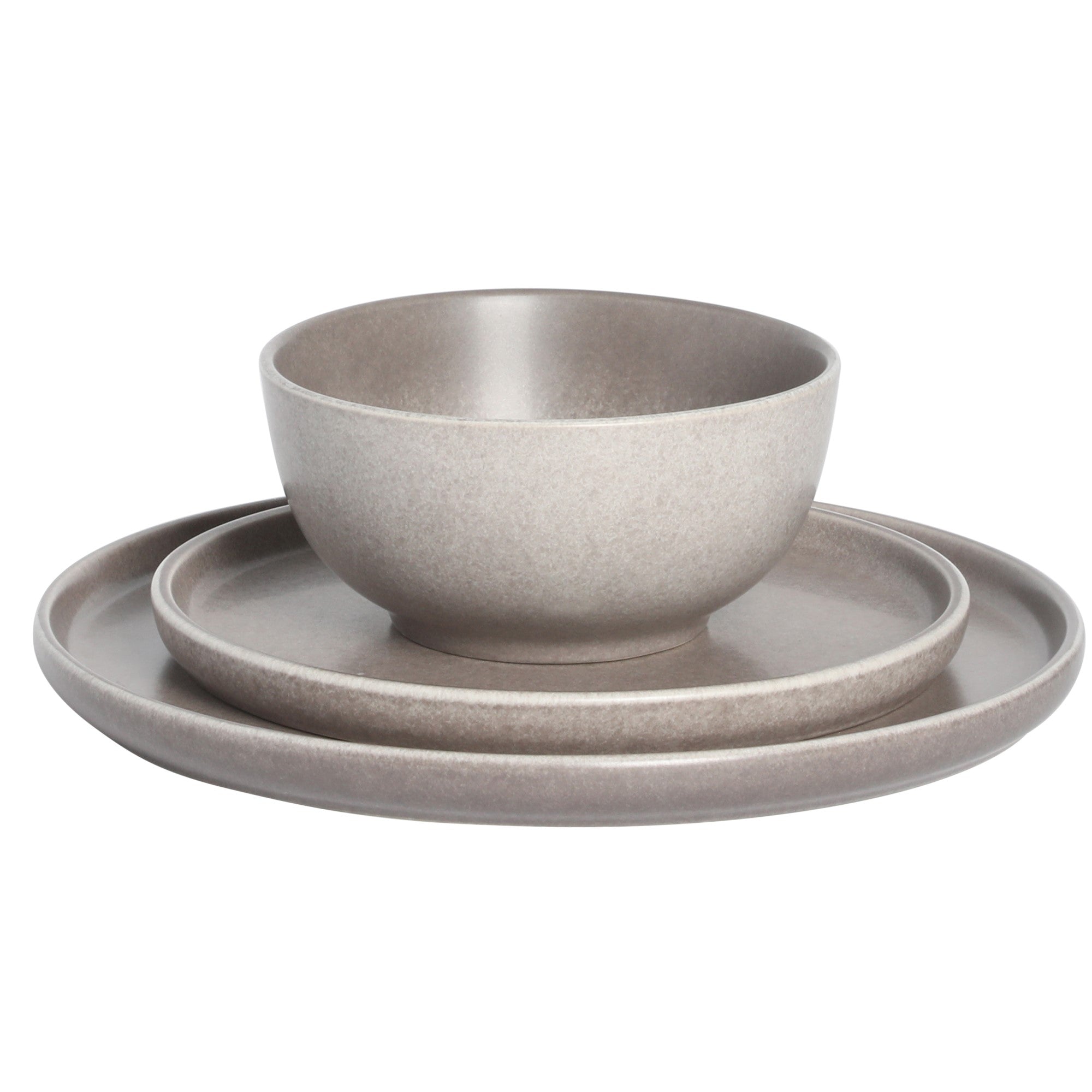 Gibson Elite Eden Rock 12-Piece (Service for 4) Plates and Bowls reactive Glaze Round Dishes Stoneware Ceramic Dinnerware Set - Matte Brown - Image 10