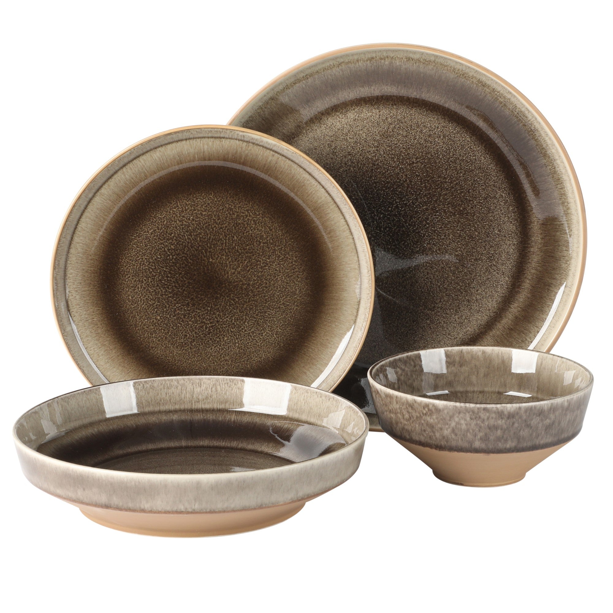 Gibson Elite Hailstone 16 Piece Stonewe Reactive Glaze (Service for 4) Ceramic Plates and Bowls Dinnerware Set - Image 2