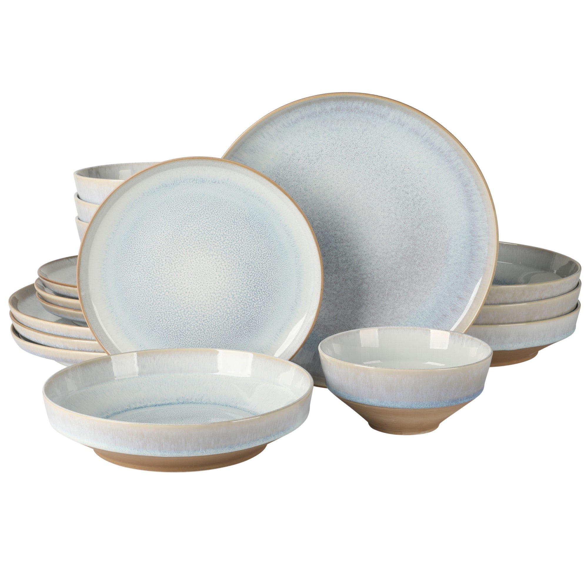 Gibson Elite Hailstone 16 Piece Stonewe Reactive Glaze (Service for 4) Ceramic Plates and Bowls Dinnerware Set - Image 13