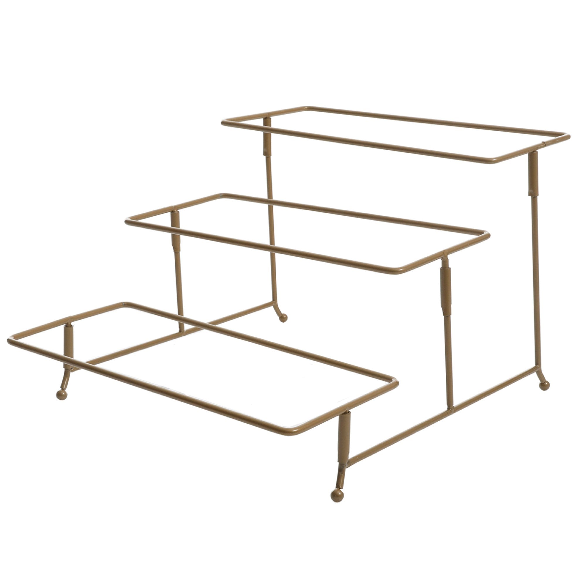 Gibson Home Gracious Dining Dinnerware, 3-Tier Rectangle Plate Serving Set with Gold Metal Stand, White - Image 8