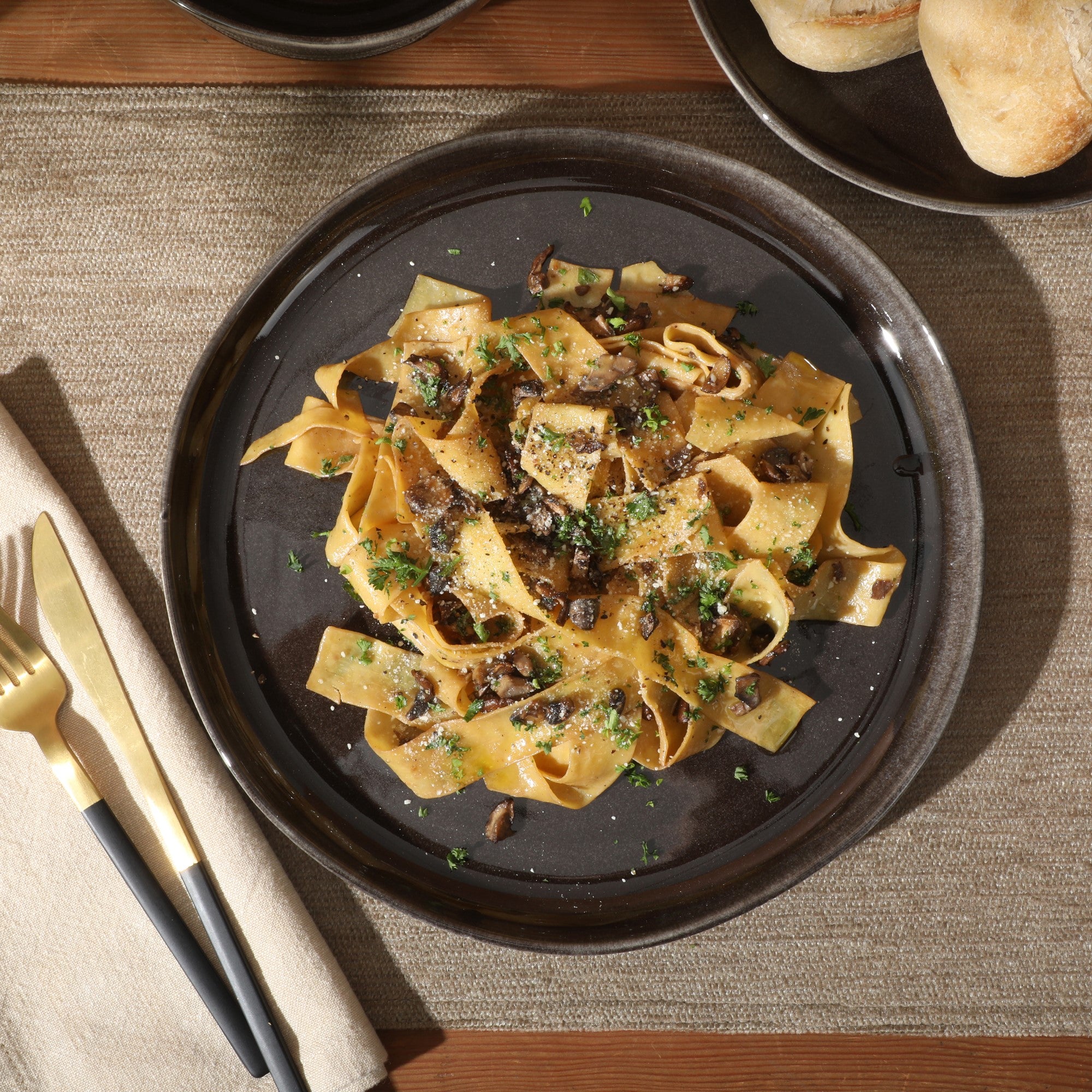 Gibson Soho Lounge Nardini 12 Piece (Service for 4) Plates and Bowls Reactive Glaze Dishes Stoneware Ceramic Dinnerware Set - Black and Blue - Image 10