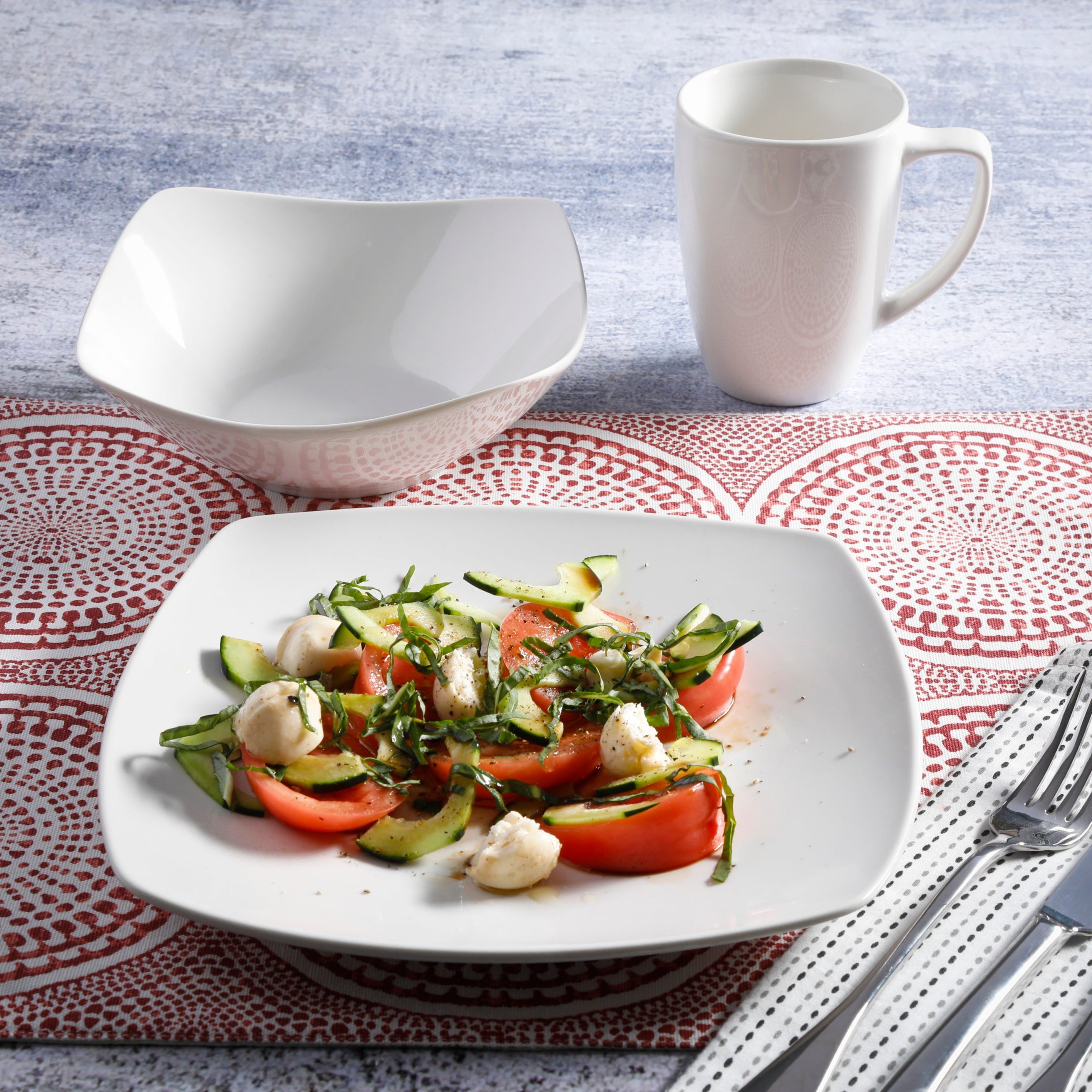 Gibson Home Zen Buffet (Service for 8) 24 Piece Plates and Bowls Porcelain Solid Color Dishes Ceramic Dinnerware Set - White - Image 3