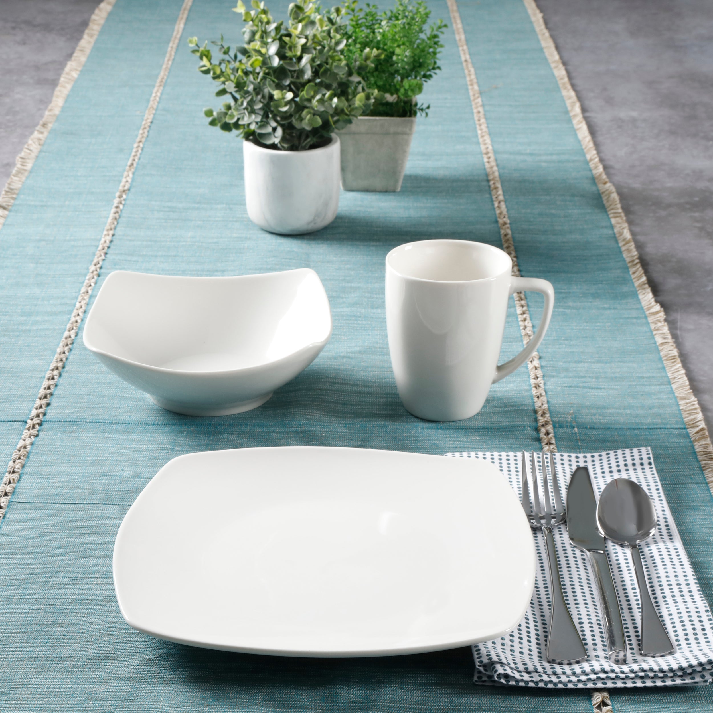 Gibson Home Zen Buffet (Service for 8) 24 Piece Plates and Bowls Porcelain Solid Color Dishes Ceramic Dinnerware Set - White - Image 4