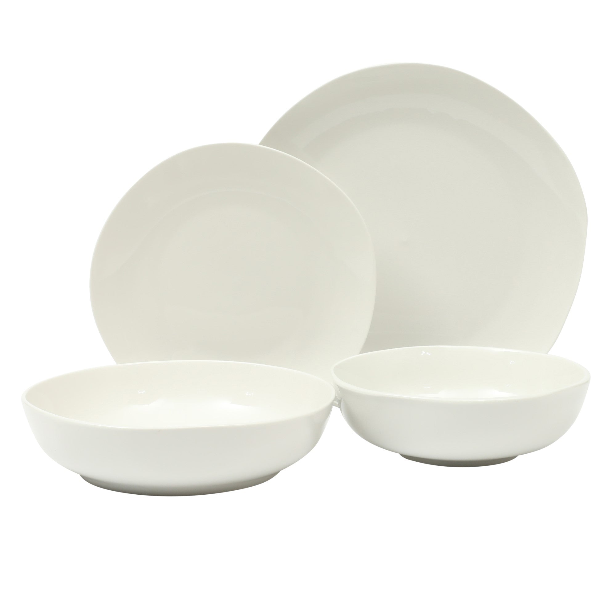 Gibson Home Lindendale 16 Piece Porcelain Ceramic Plates and Bowls Dishes Scratch and Chip Resistant Service for 4 Dinnerware Set - White - Image 2