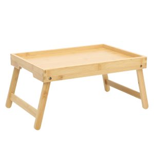 Gibson Home Continental Corner Bamboo Bed Tray with Folding Legs, for Breakfast, Eating, Working, Laptop, Foldable Serving