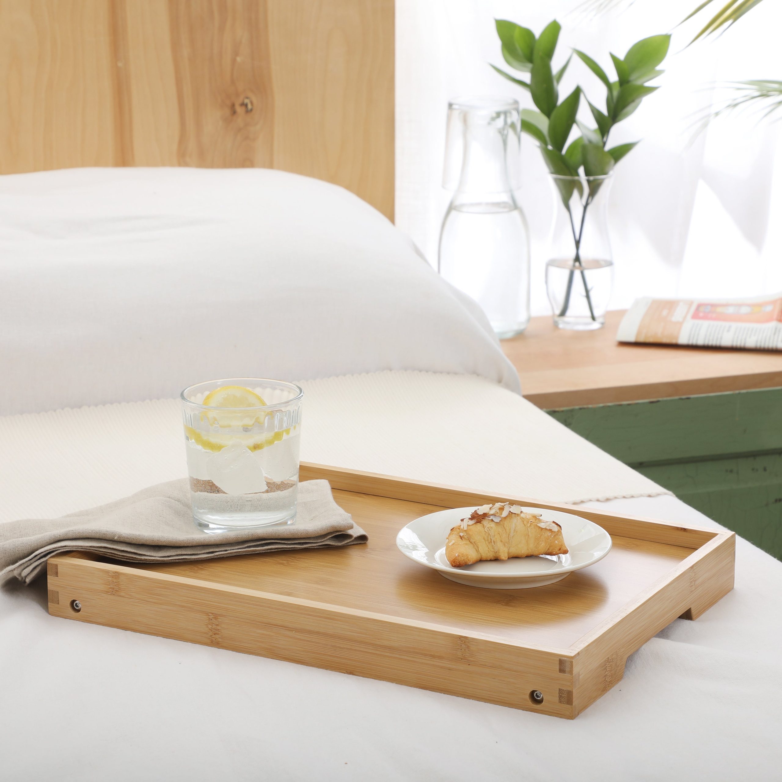 Gibson Home Continental Corner Bamboo Bed Tray with Folding Legs, for Breakfast, Eating, Working, Laptop, Foldable Serving - Image 3