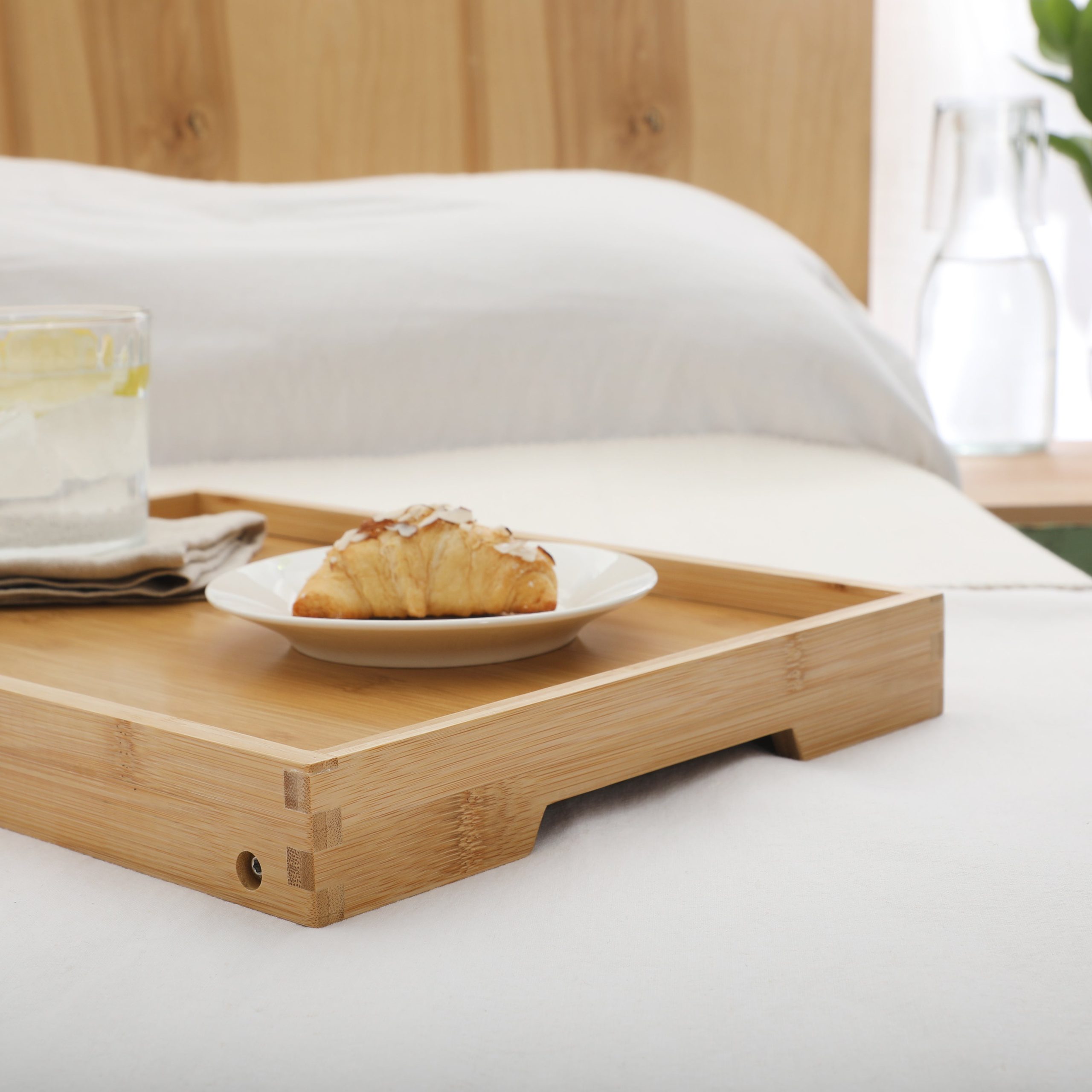 Gibson Home Continental Corner Bamboo Bed Tray with Folding Legs, for Breakfast, Eating, Working, Laptop, Foldable Serving - Image 4