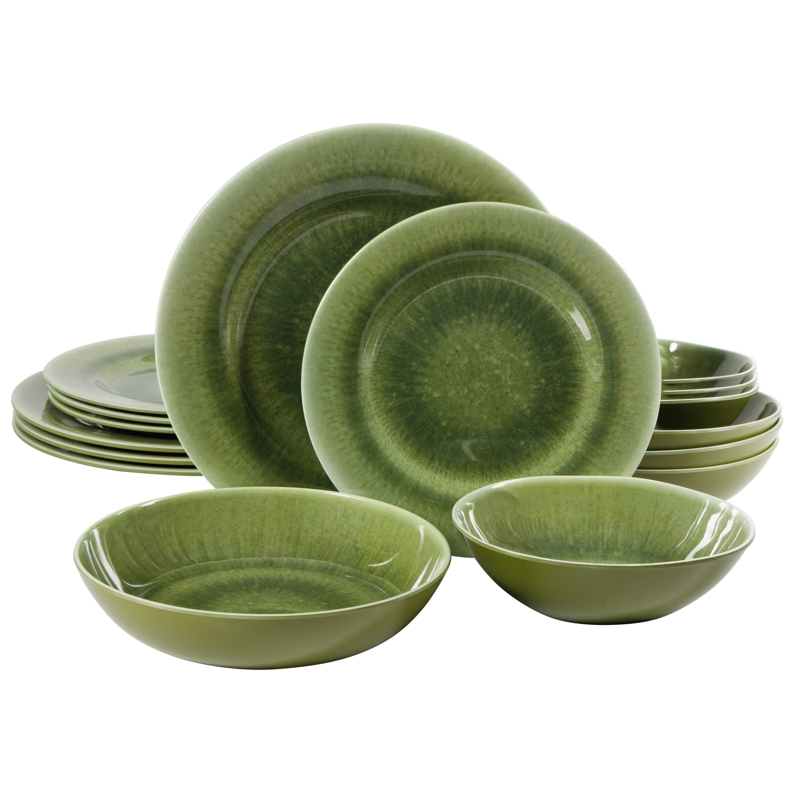 Gibson Home Casper Court 16-Piece Melamine Dinnerware Set – Reactive Glaze Look Plates and Bowls, Service for 4 – Top Rack Dishwasher Safe Everyday Dining Set - Image 5