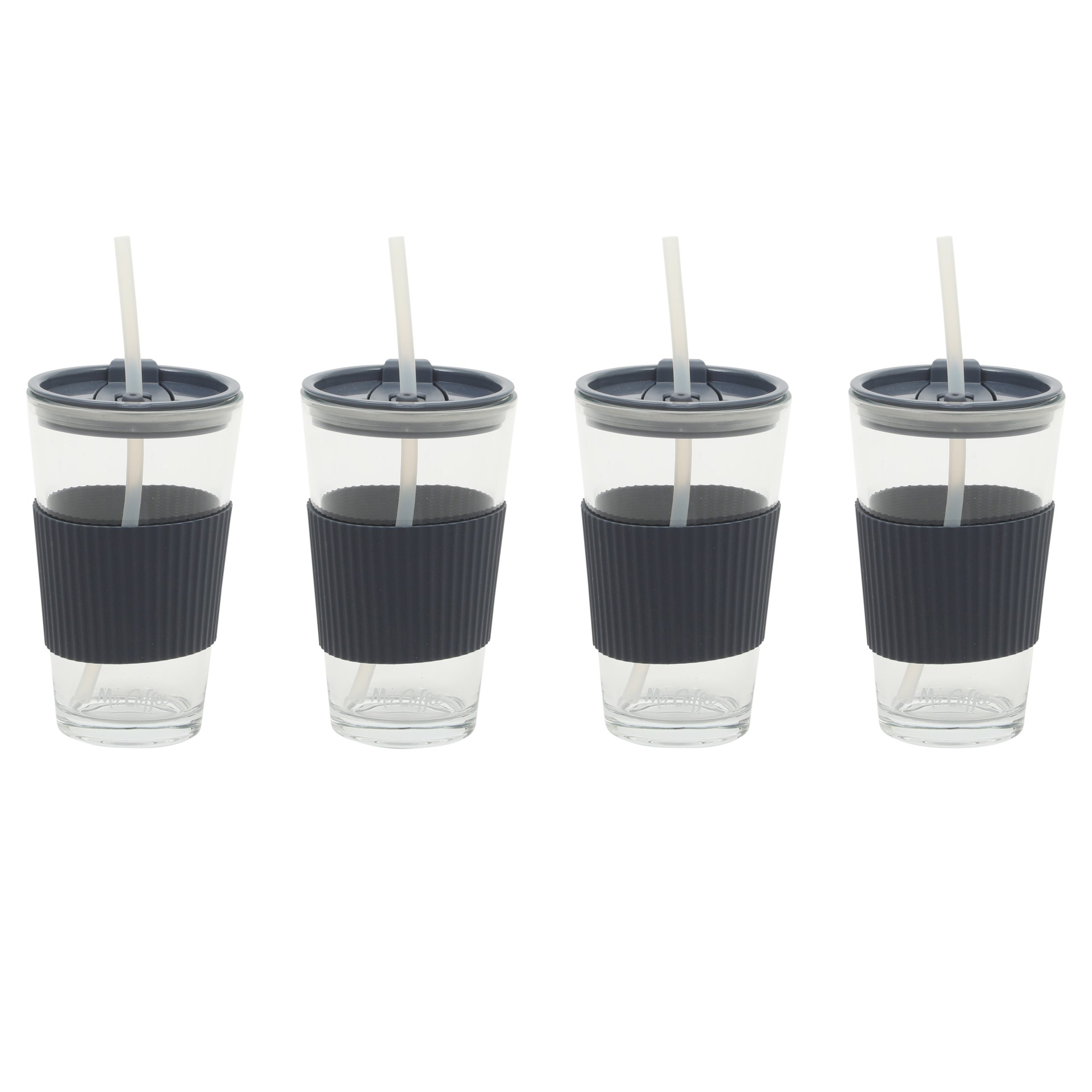 Mr. Coffee Sip Savvy 4-Pack 15oz Glass Tumblers with Lids and Straws – Reusable Iced Coffee Cups – Dishwasher Safe – To-Go Drinkware Water Glasses - Image 11