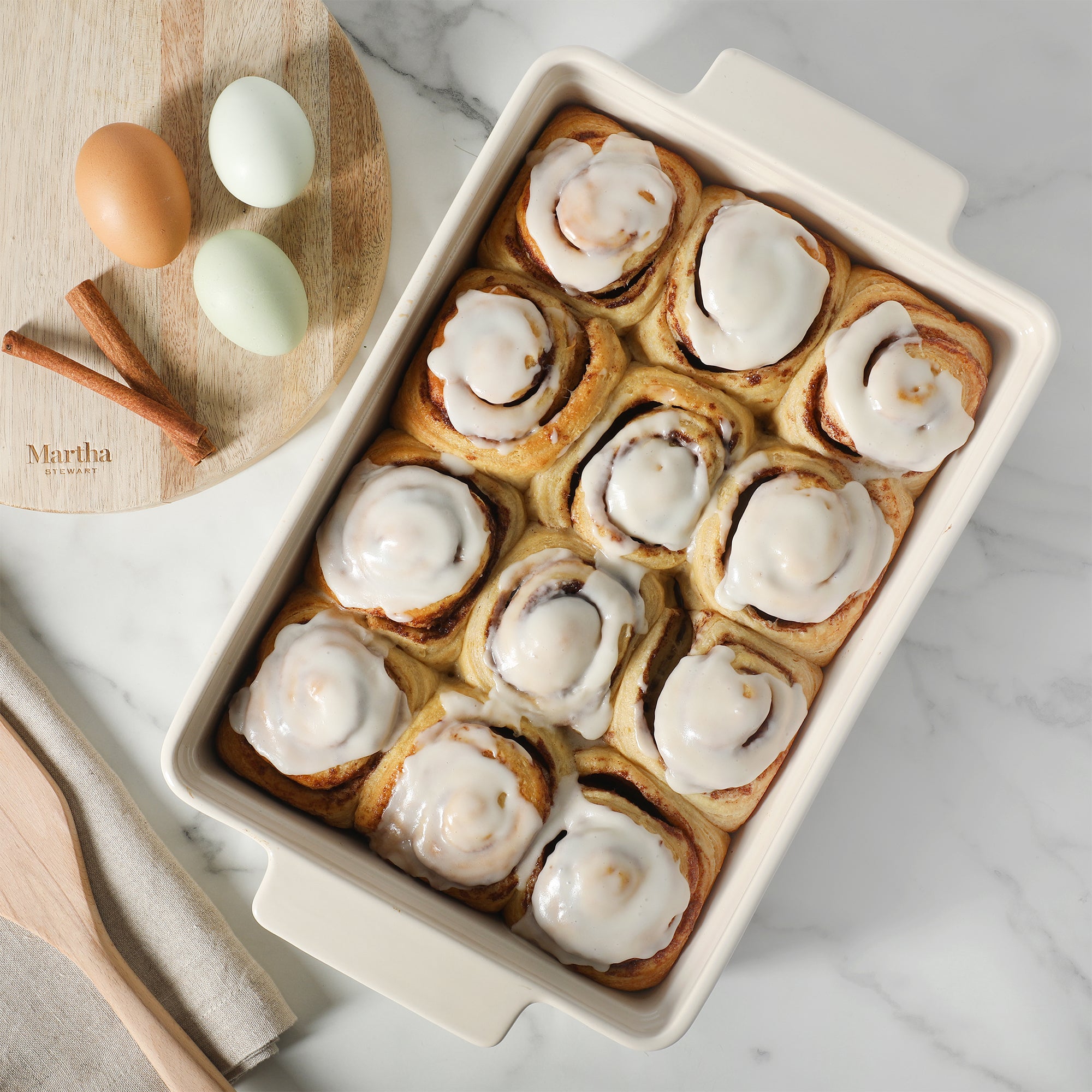 Martha Stewart Broadbrook Ceramic Bakeware, 13x9 Inch Rectangular Baking Dish with Handles, Cream Glazed Stoneware for Casseroles, Lasagna, Roasts & Desserts, Oven & Dishwasher Safe - Image 6
