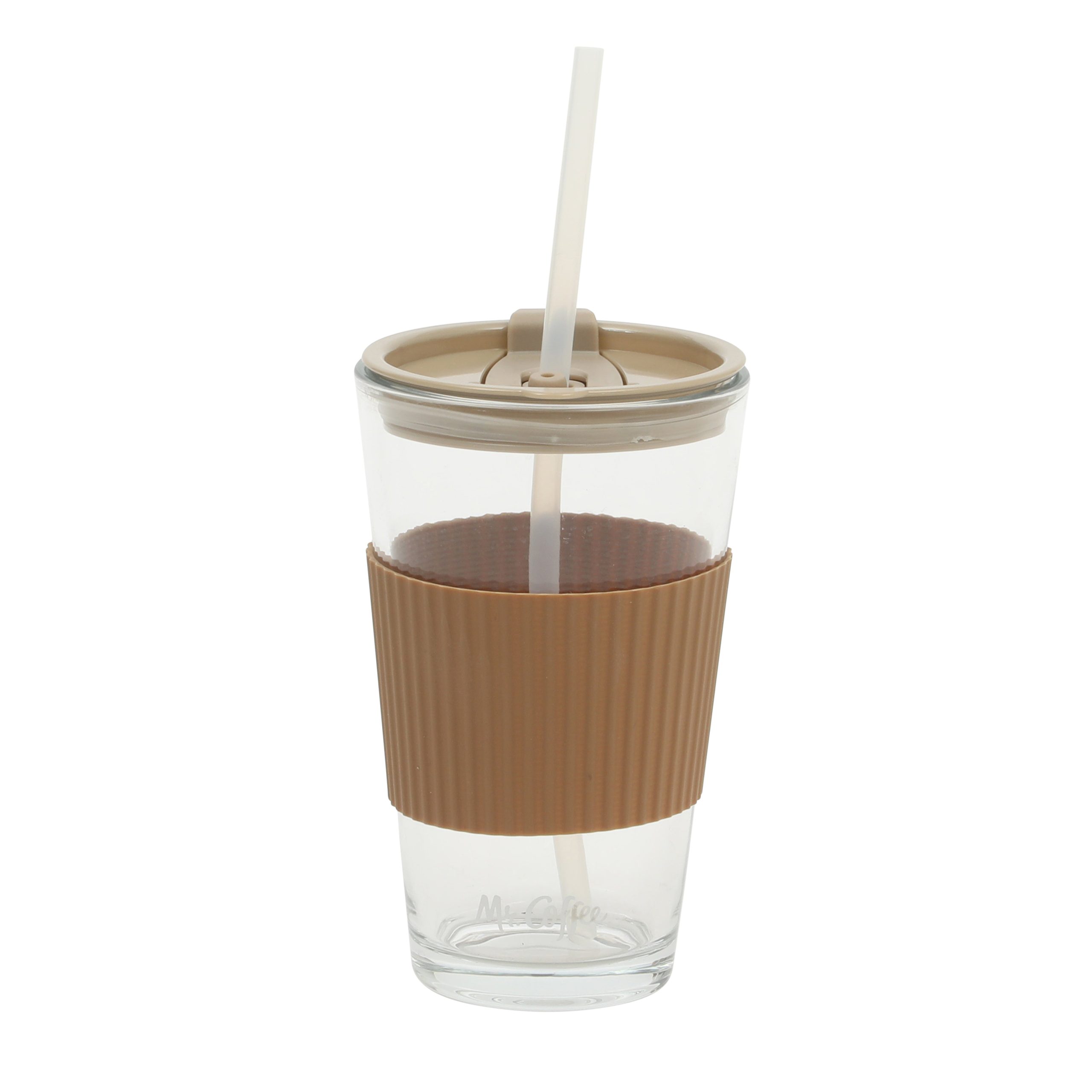 Mr. Coffee Sip Savvy 4-Pack 15oz Glass Tumblers with Lids and Straws – Reusable Iced Coffee Cups – Dishwasher Safe – To-Go Drinkware Water Glasses - Image 4