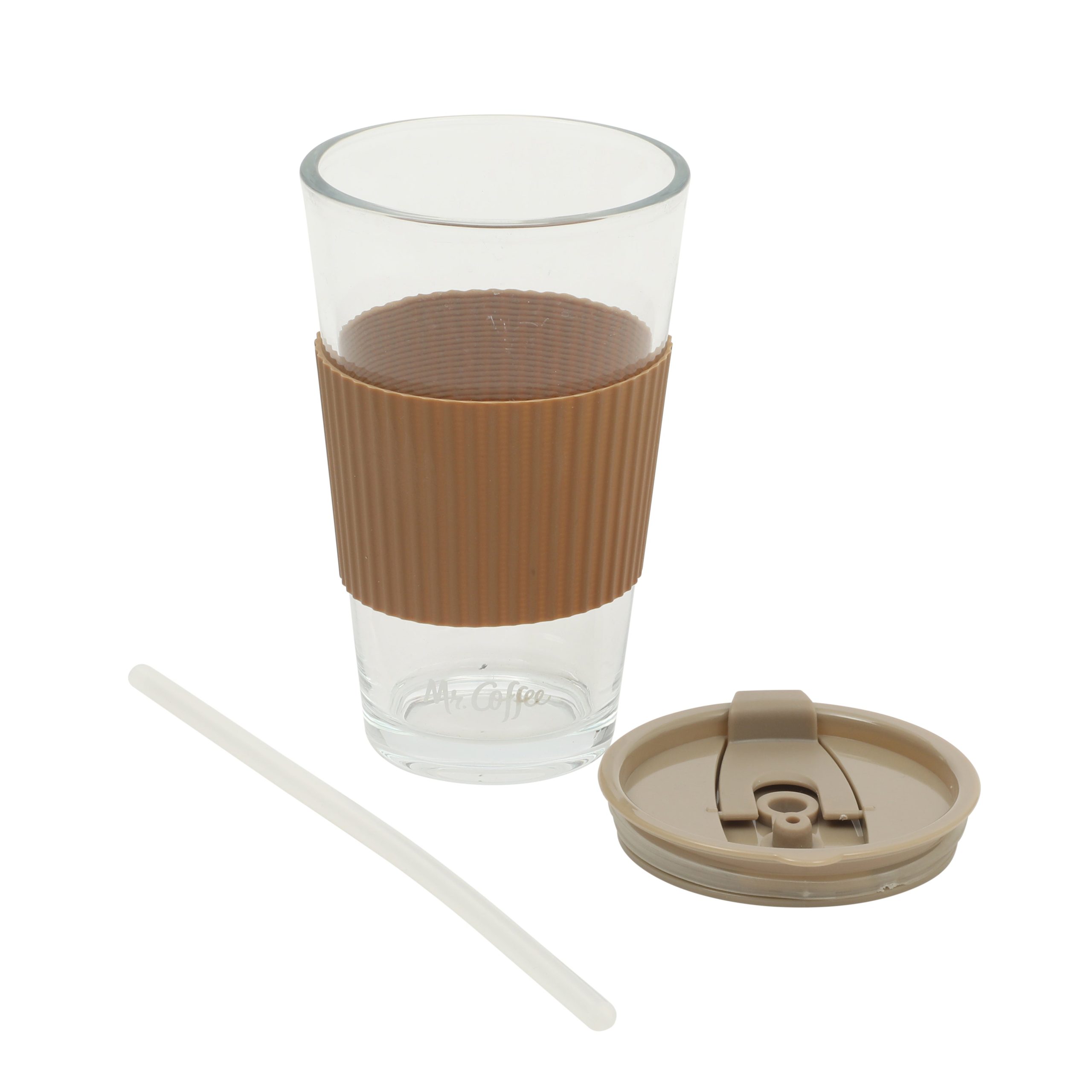 Mr. Coffee Sip Savvy 4-Pack 15oz Glass Tumblers with Lids and Straws – Reusable Iced Coffee Cups – Dishwasher Safe – To-Go Drinkware Water Glasses - Image 5