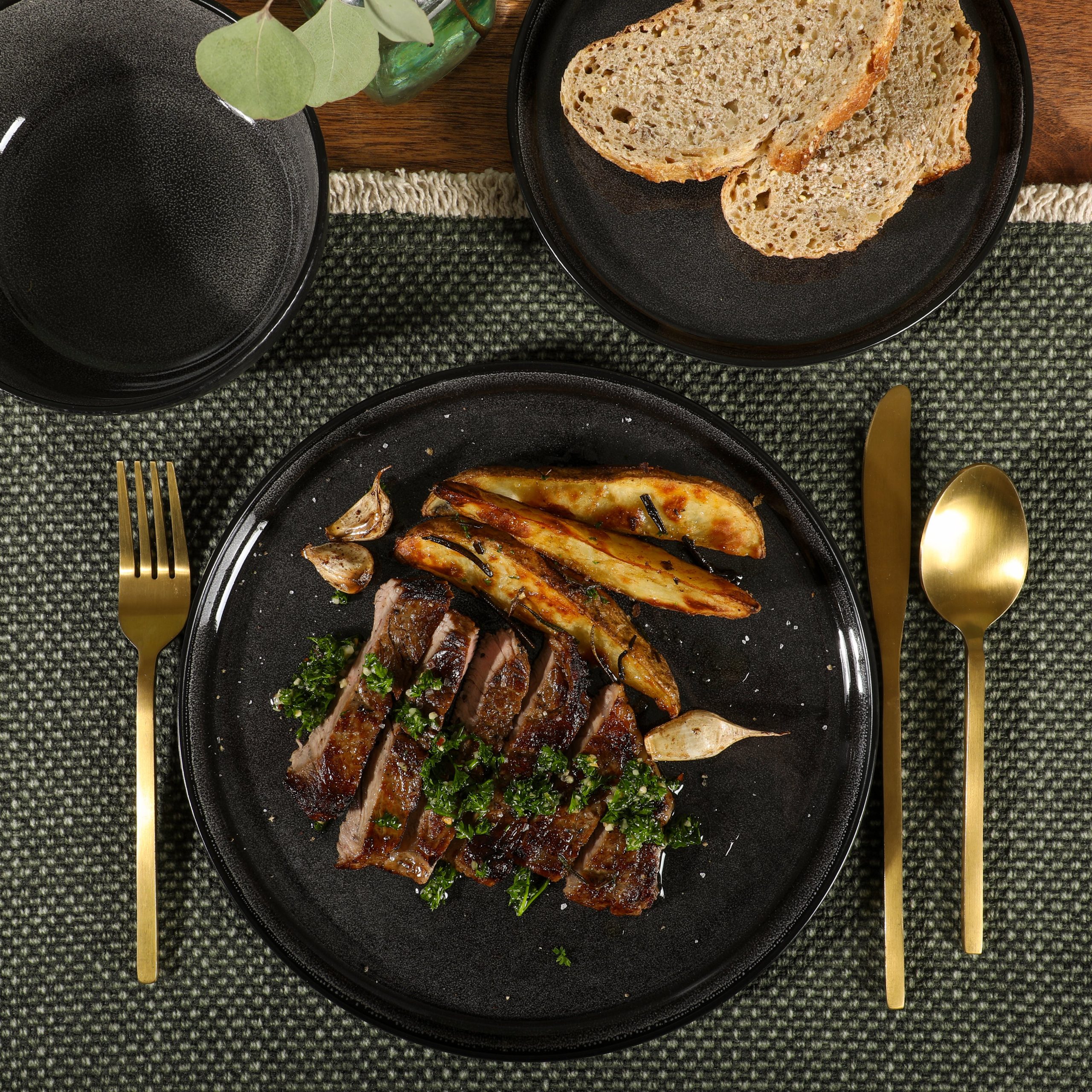 Gibson Elite Tahoe Sunset 12 Piece Stoneware Reactive Glaze (Service for 4) Ceramic Plates and Bowls Dinnerware Set - Image 4