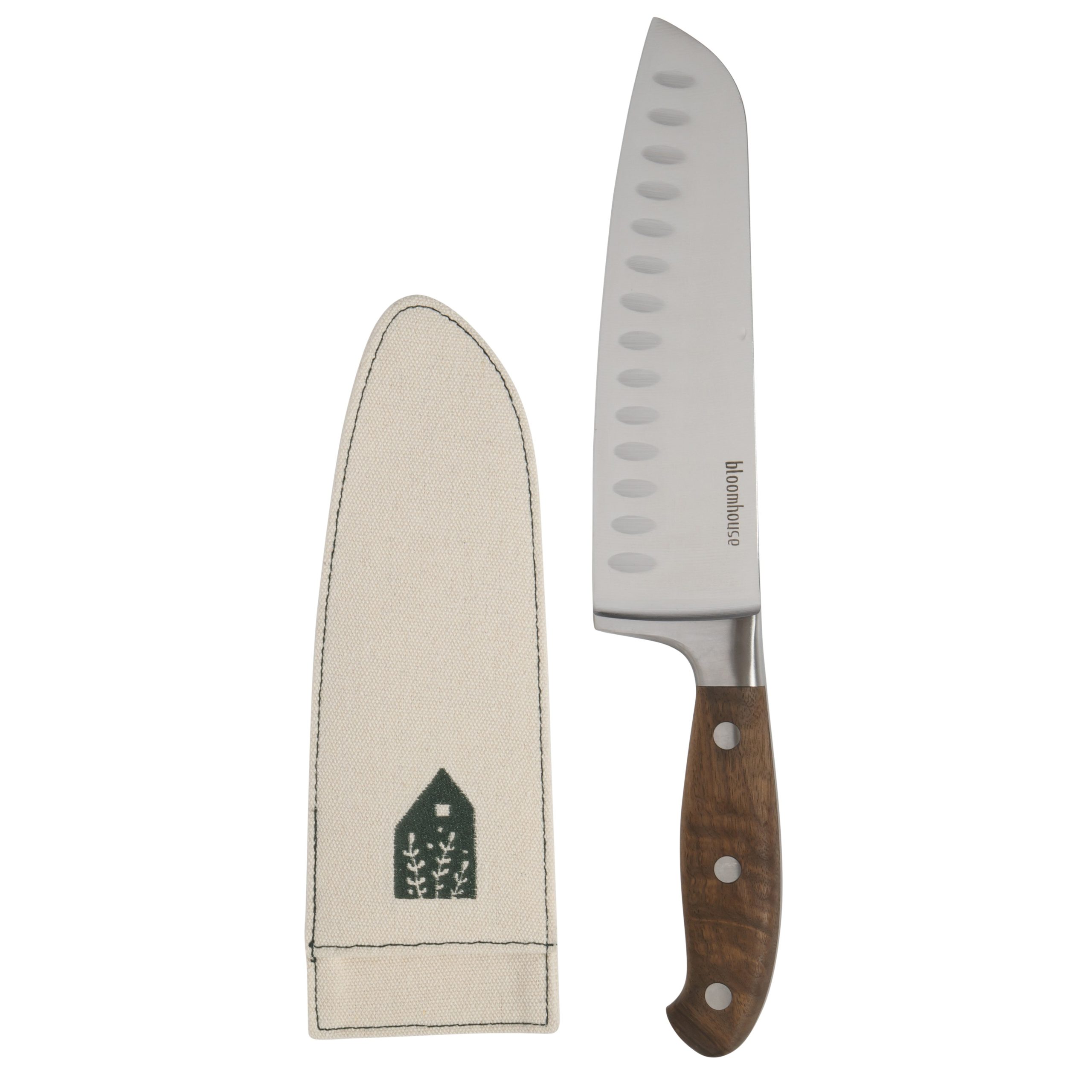 Bloomhouse 7 Inch German Steel Santoku Knife W/ Walnut Wood Forged Handle - Image 4