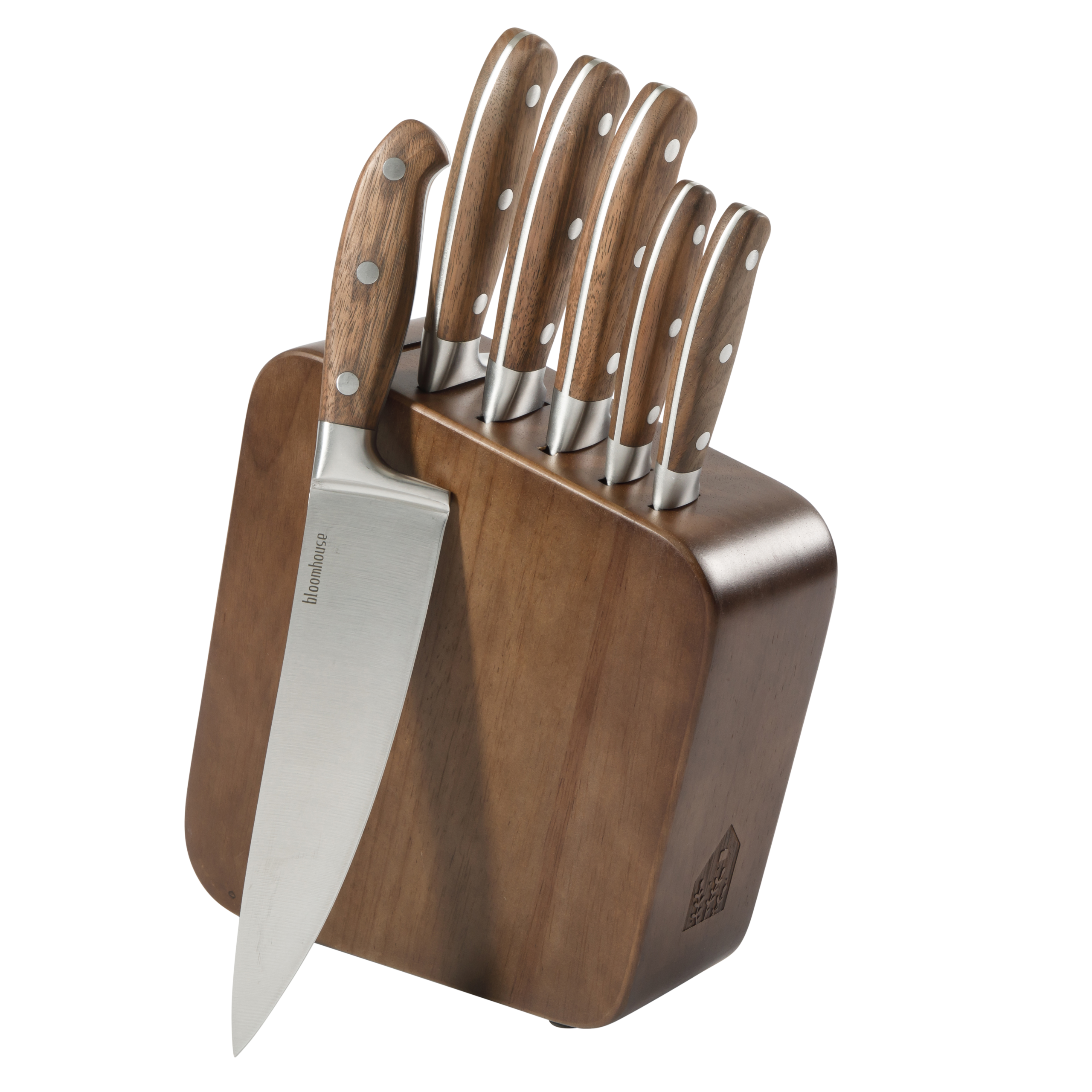 Bloomhouse 7 Piece Italian Olive Wood Knife Block Set w/ German Forged Steel Knives - Image 9