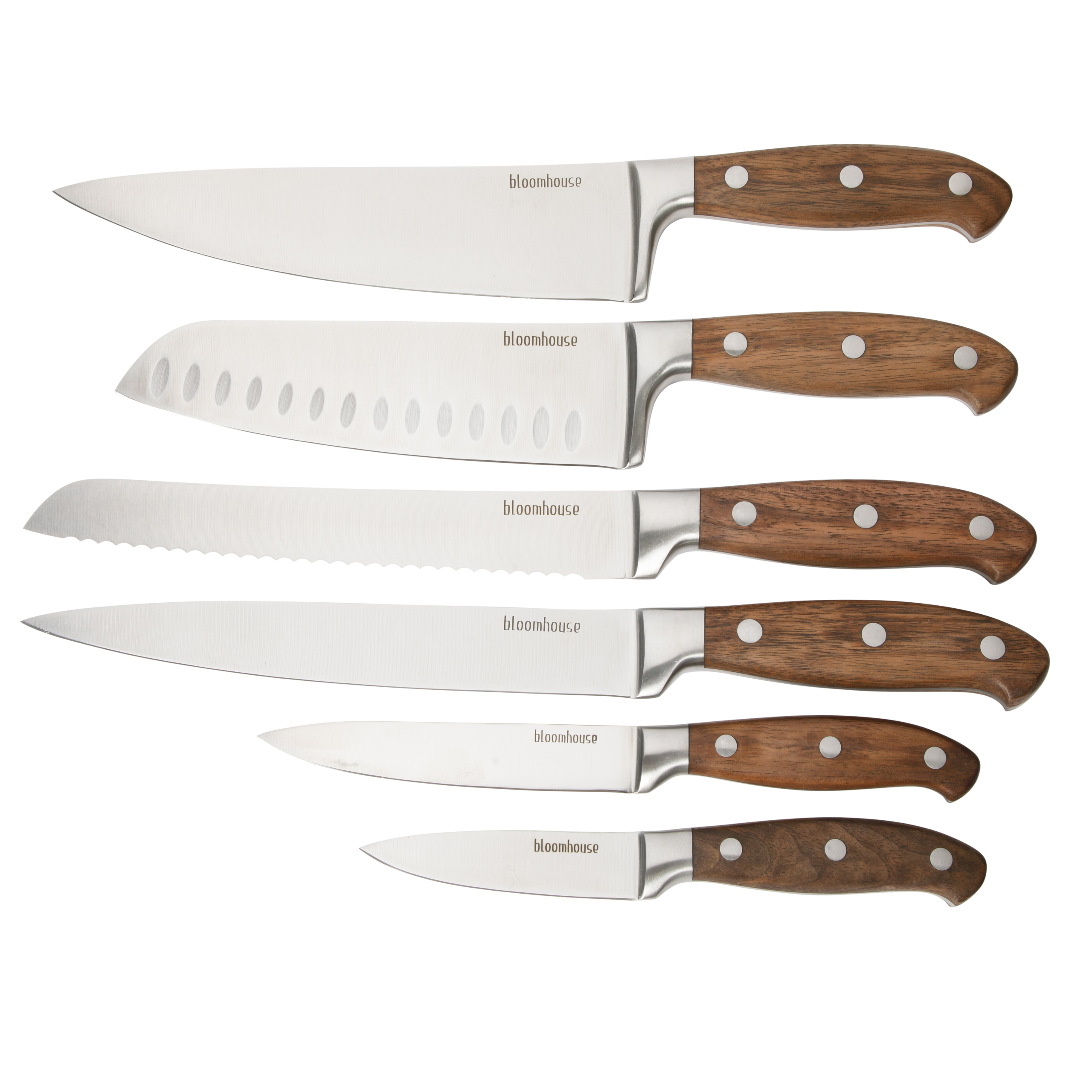 Bloomhouse 7 Piece Italian Olive Wood Knife Block Set w/ German Forged Steel Knives - Image 6