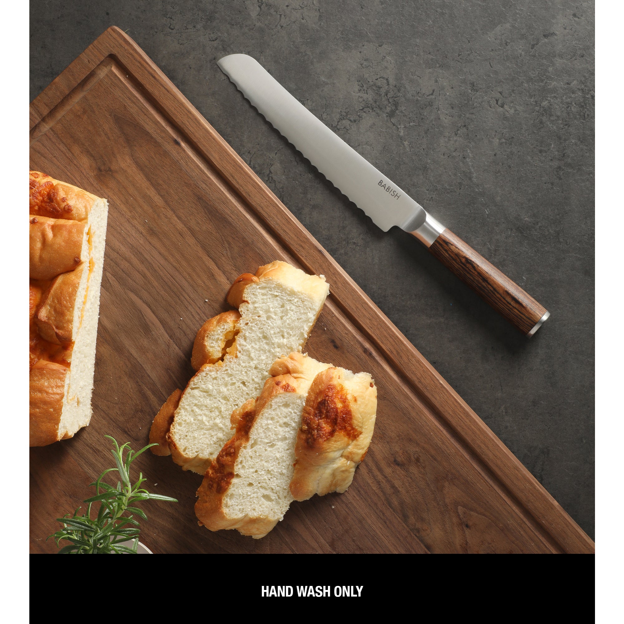 Babish 8-Inch Bread Knife – High-Carbon 1.4116 German Steel Serrated Knife with Pakka Wood Handle, Full-Tang Razor Sharp Kitchen Knife for Slicing Bread, Crusting & Artisan Loaves - Image 4