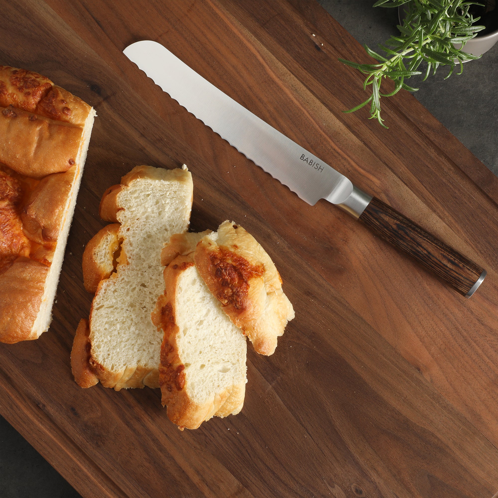 Babish 8-Inch Bread Knife – High-Carbon 1.4116 German Steel Serrated Knife with Pakka Wood Handle, Full-Tang Razor Sharp Kitchen Knife for Slicing Bread, Crusting & Artisan Loaves - Image 5