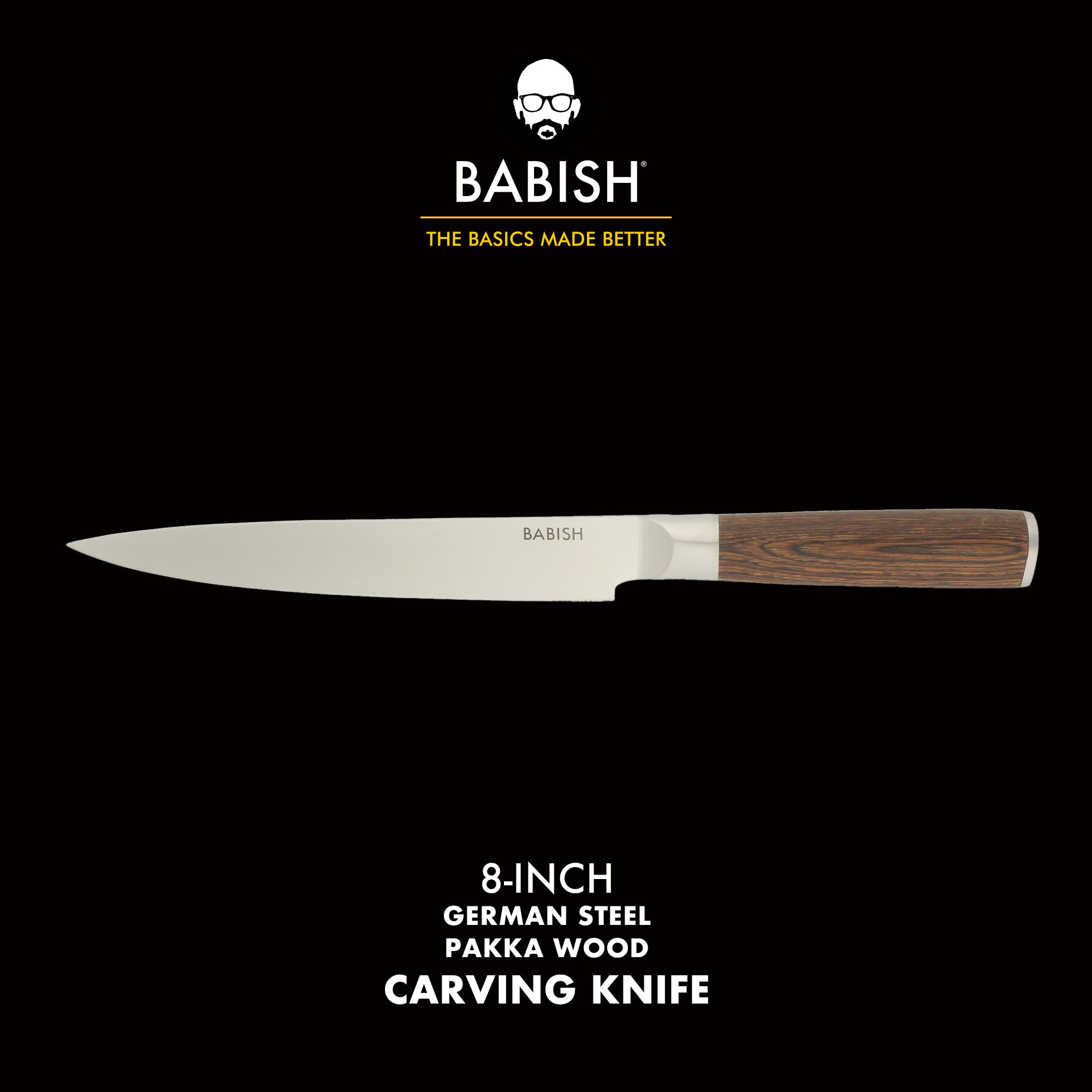 Babish 8-Inch Carving Knife – High-Carbon 1.4116 German Steel Slicing Knife with Dark Pakka Wood Handle, Full-Tang Razor Sharp Blade for Carving Meat, Turkey, Roast & BBQ - Image 2