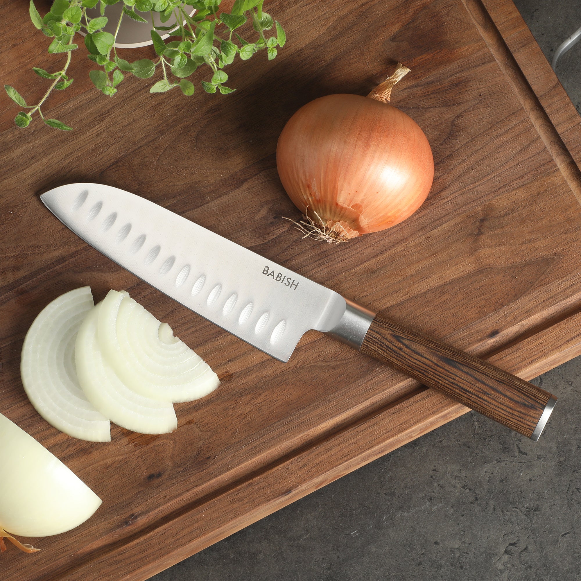 Babish 6.5-Inch Santoku Knife – High-Carbon 1.4116 German Steel Kitchen Knife with Pakka Wood Handle, Full-Tang Razor Sharp Blade for Chopping, Slicing, Dicing & Precision Prep - Image 5