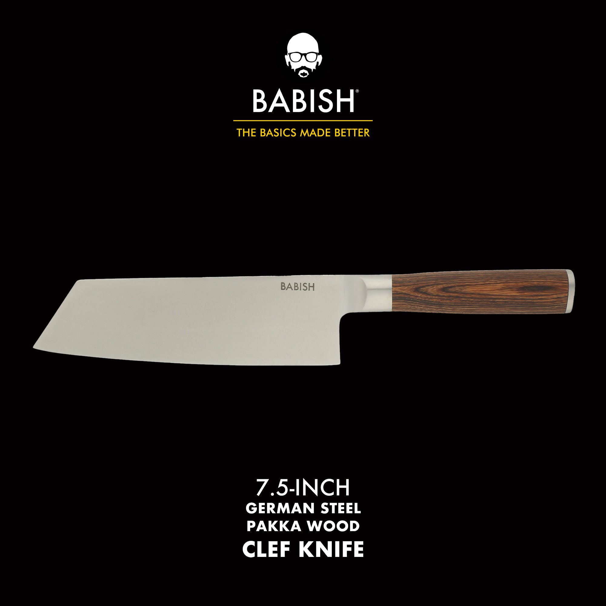 Babish 7.5-Inch Clef Knife – High-Carbon 1.4116 German Steel Kitchen Knife with Pakka Wood Handle, Chef & Cleaver Hybrid for Chopping, Slicing & Prep, Full-Tang, Razor Sharp, Ergonomic Design - Image 9
