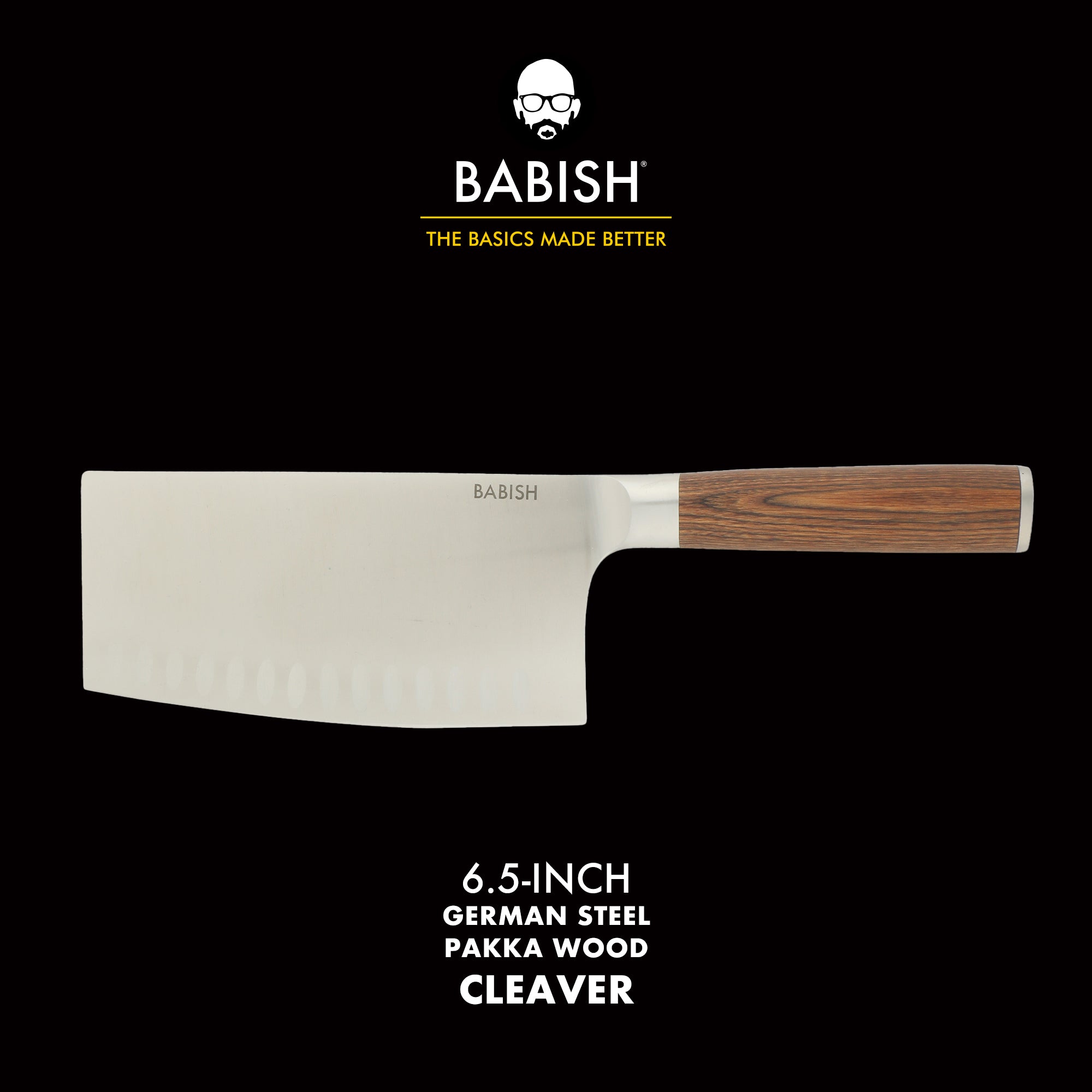 Babish 6.5-Inch Forged Cleaver Knife with Pakka Wood Handle – High-Carbon 1.4116 German Steel Full Tang Kitchen Knife for Heavy-Duty Chopping and Slicing - Image 2