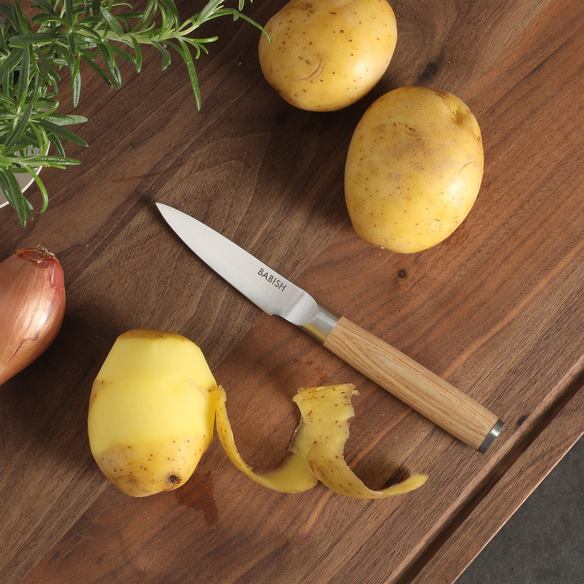 Babish 1.4116 German Stainless Steel Paring Knife with Pakka Wood Handle – 3.5-Inch Precision Kitchen Knife for Peeling, Trimming & Prep Work, Full-Tang Blade - Image 5