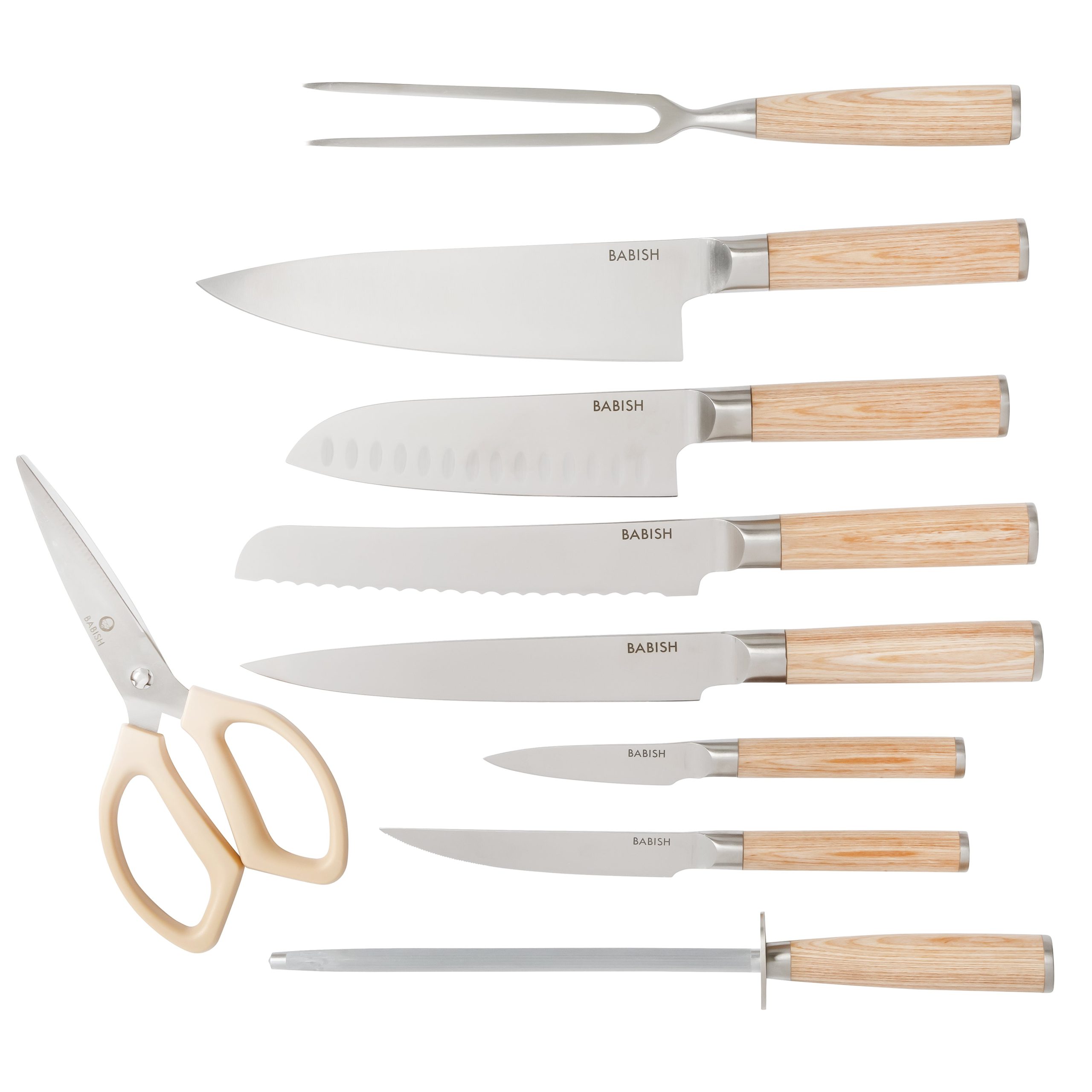 Babish High-Carbon 1.4116 German Steel 15 Piece Full Tang Forged Cutlery Kitchen Knife Block Set - Light/Dark Pakka Wood Handle - Image 5