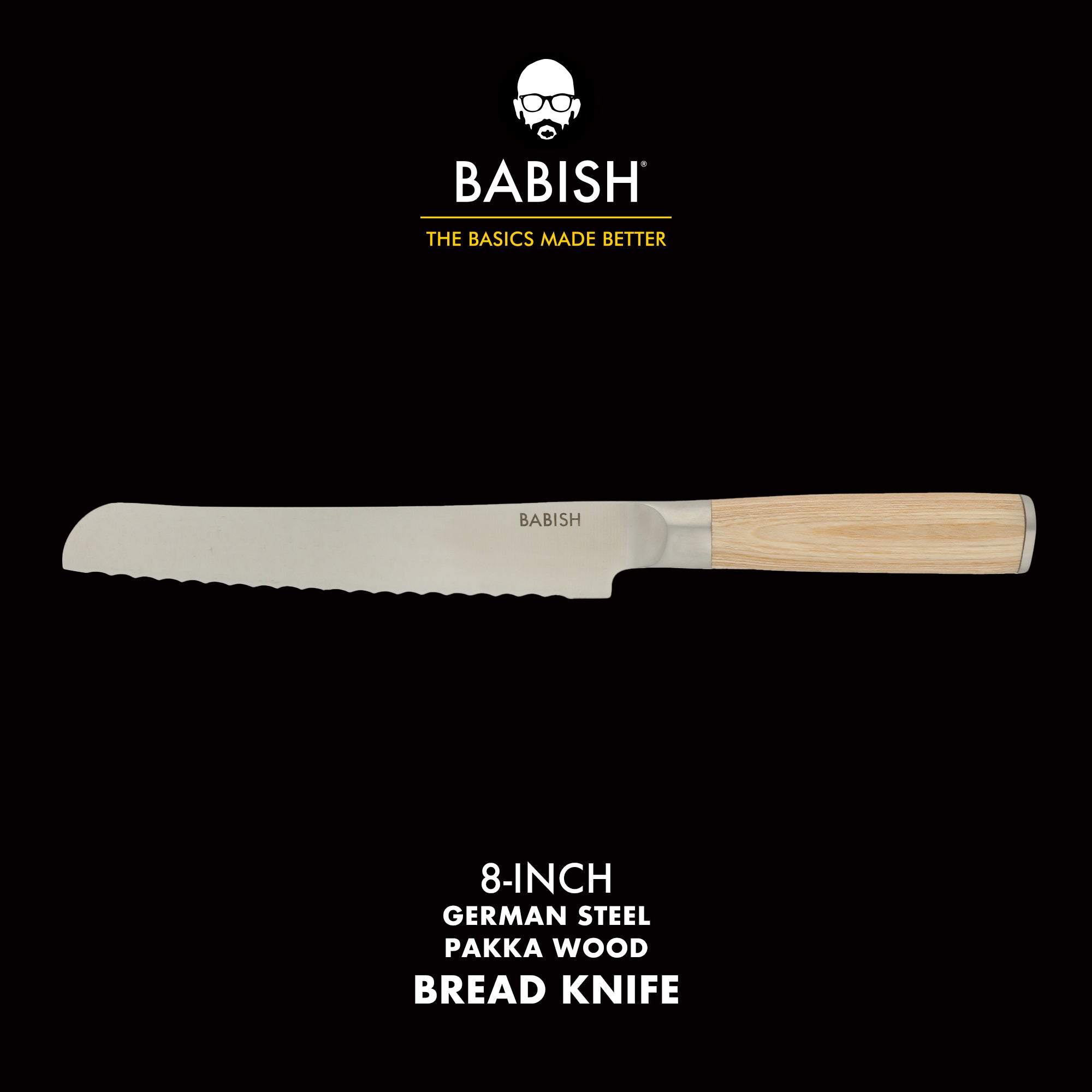 Babish 8-Inch Bread Knife – High-Carbon 1.4116 German Steel Serrated Knife with Pakka Wood Handle, Full-Tang Razor Sharp Kitchen Knife for Slicing Bread, Crusting & Artisan Loaves - Image 9