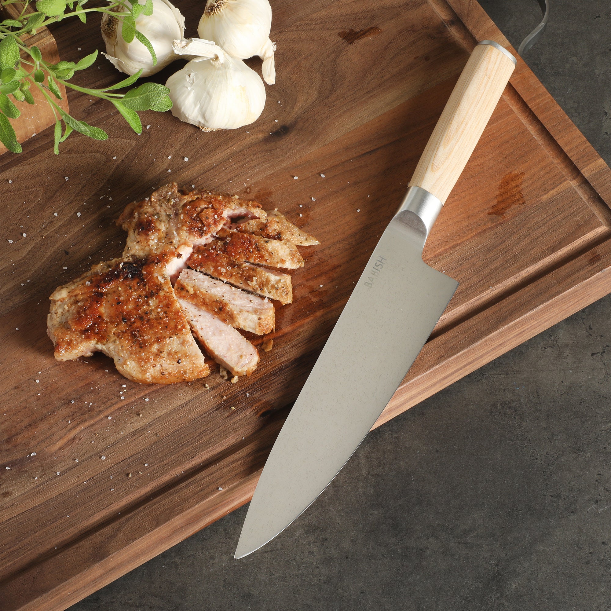 Babish 8-Inch Chef Knife – High-Carbon 1.4116 German Steel Kitchen Knife with Pakka Wood Handle, Full-Tang Razor Sharp Chef’s Blade for Chopping, Slicing, Dicing & Everyday Prep - Image 5