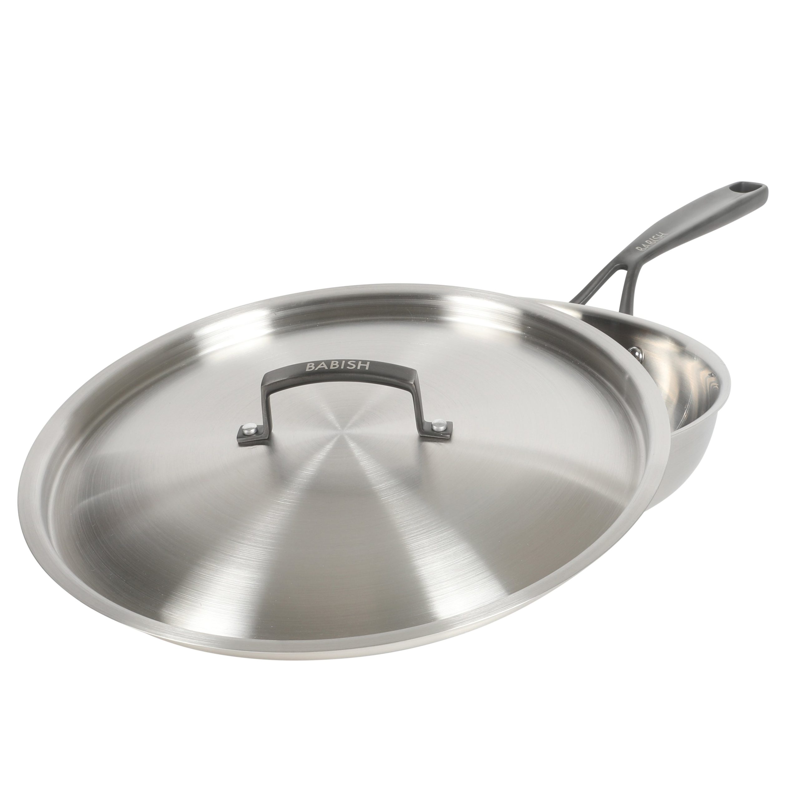 Babish 12-Inch Tri-Ply Stainless Steel Frying Pan with Lid & Black Handle – Professional Grade Skillet for Searing, Sautéing & Even Heat Cooking - Image 8