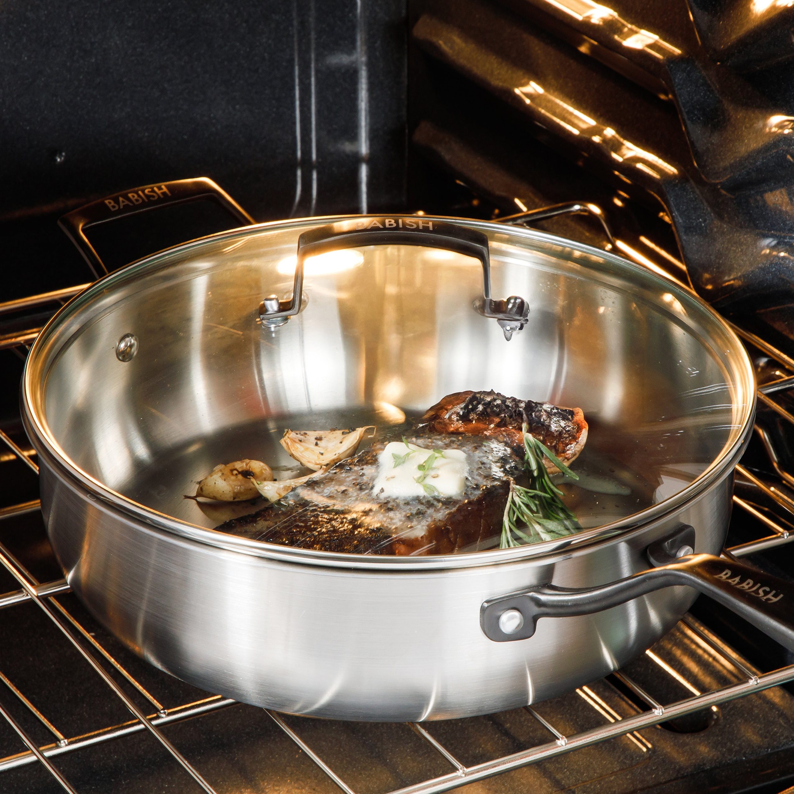 Babish 5-Qt Stainless Steel Sauté Pan with Lid – Heavy Duty Nonstick-Ready, Oven & Induction Safe, Everyday Kitchen Cookware - Image 5