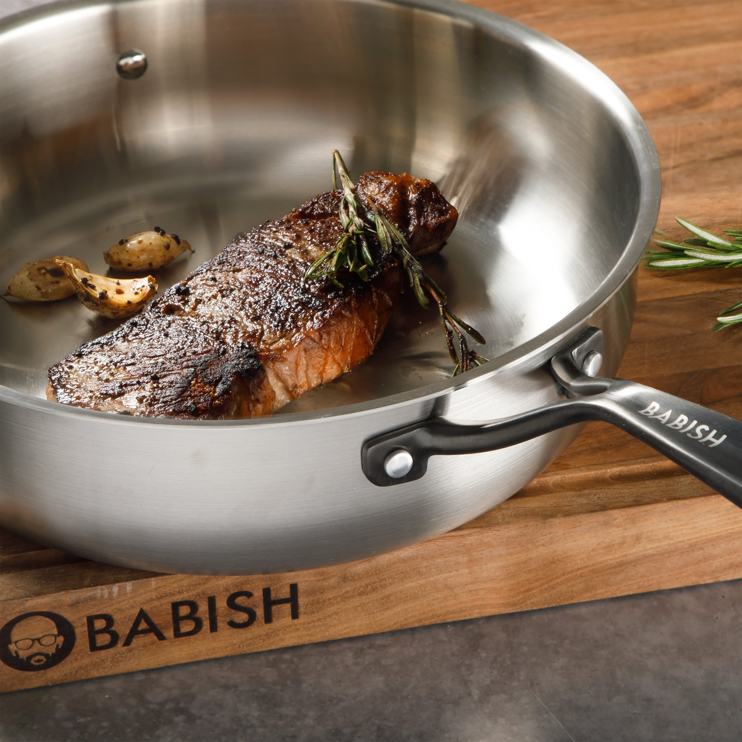 Babish 5-Qt Stainless Steel Sauté Pan with Lid – Heavy Duty Nonstick-Ready, Oven & Induction Safe, Everyday Kitchen Cookware - Image 3